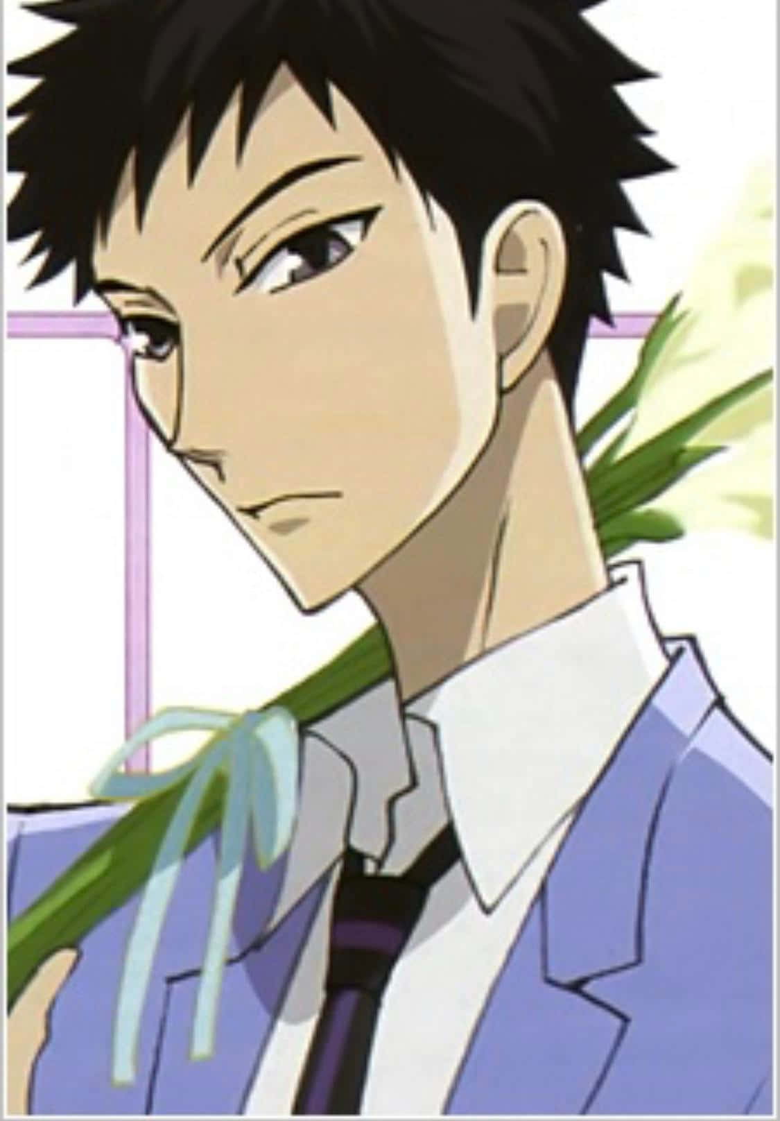 Takashi Morinozuka, spiky black hair, white flowers, HD Phone Wallpaper