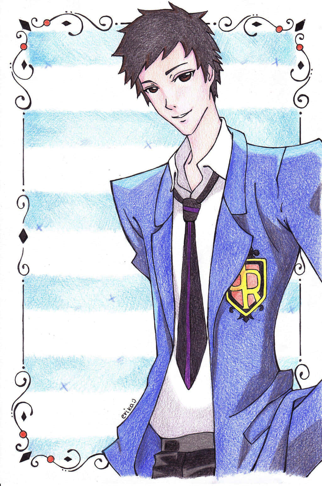 Takashi Morinozuka, blue school blazer, crest, HD Phone Wallpaper
