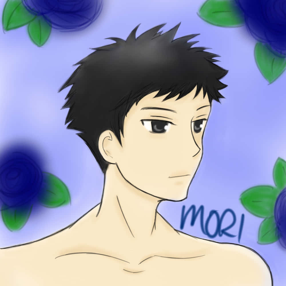 Takashi Morinozuka, spiky black hair, soft purple background, SD Desktop Wallpaper