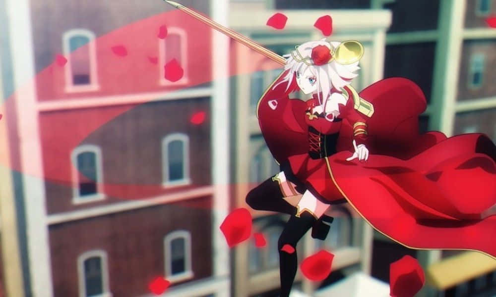 Takt Op Destiny, white-haired anime girl, flowing red outfit, SD Desktop Wallpaper