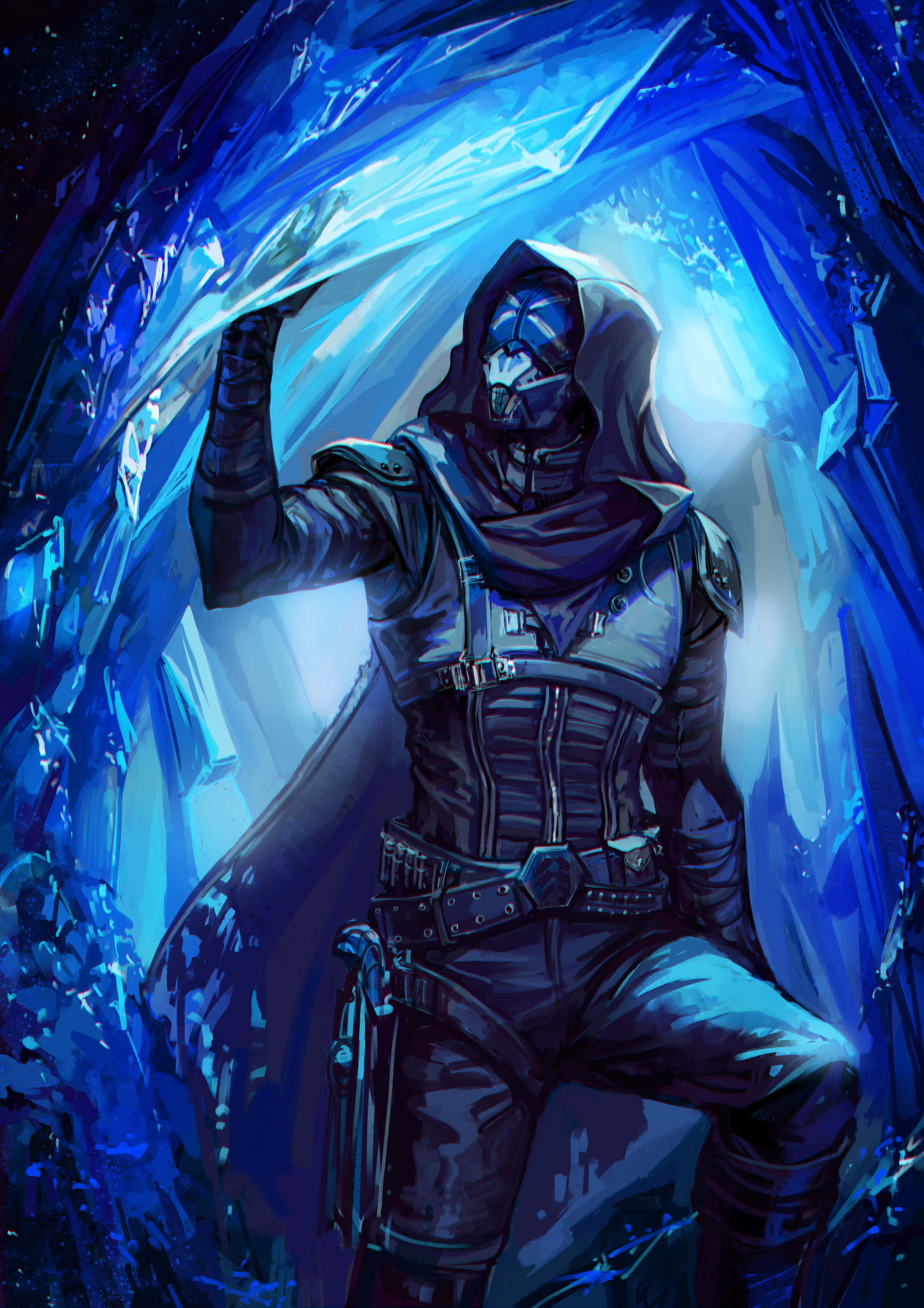 Destiny 2, hooded masked figure, dark armor, 2K Phone Wallpaper