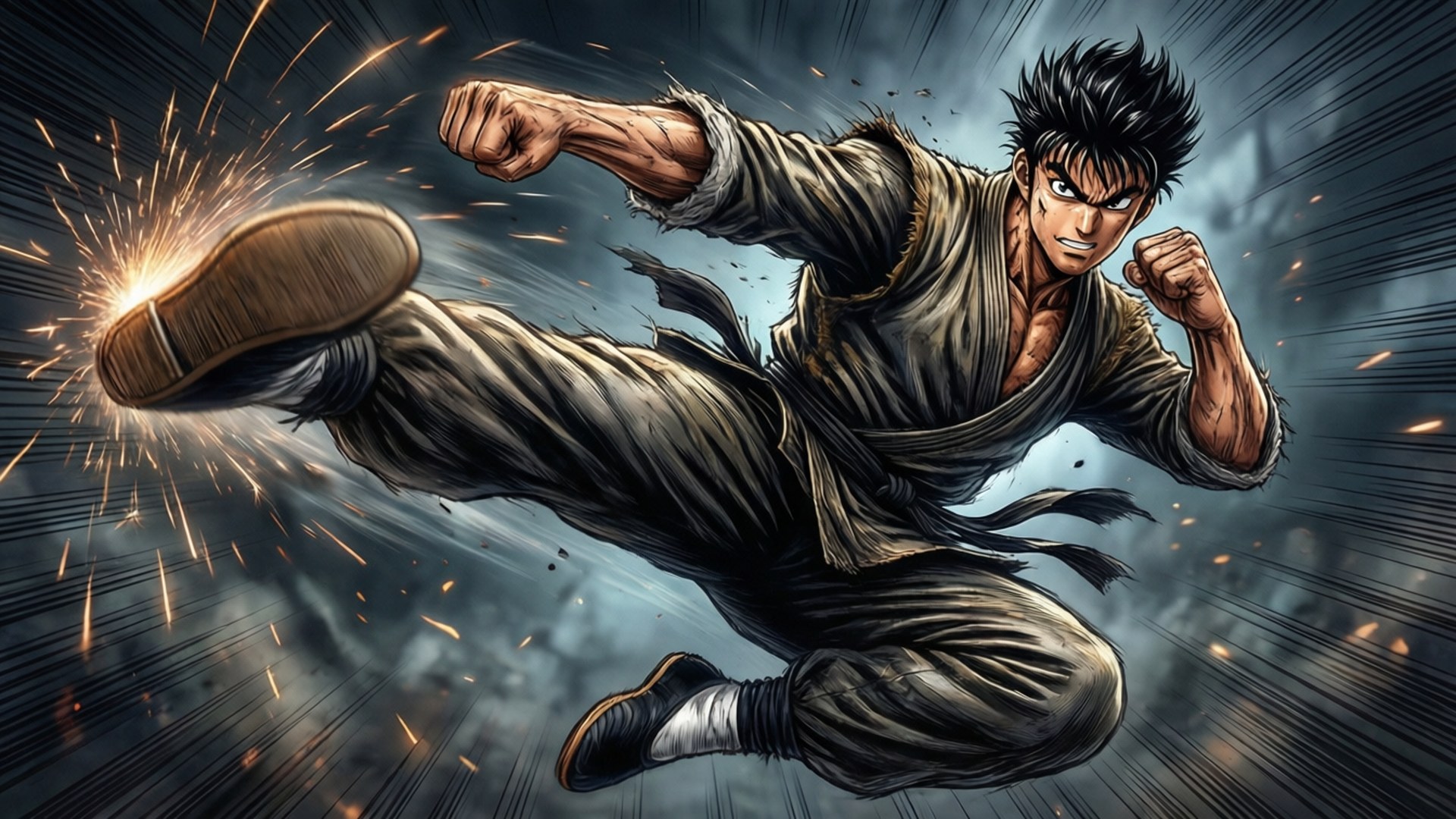 Takuma Ichijo, kick, motion effects, Full HD Desktop Wallpaper
