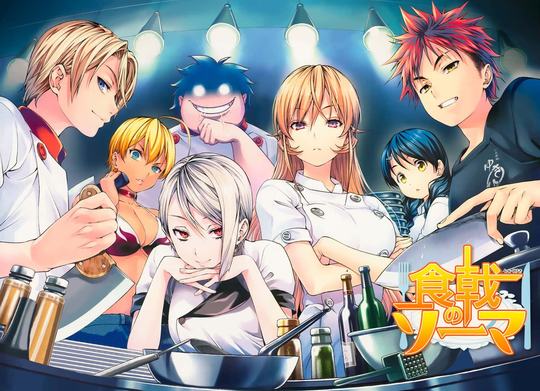 Takumi Aldini, anime chefs, white uniforms, HD Desktop Wallpaper
