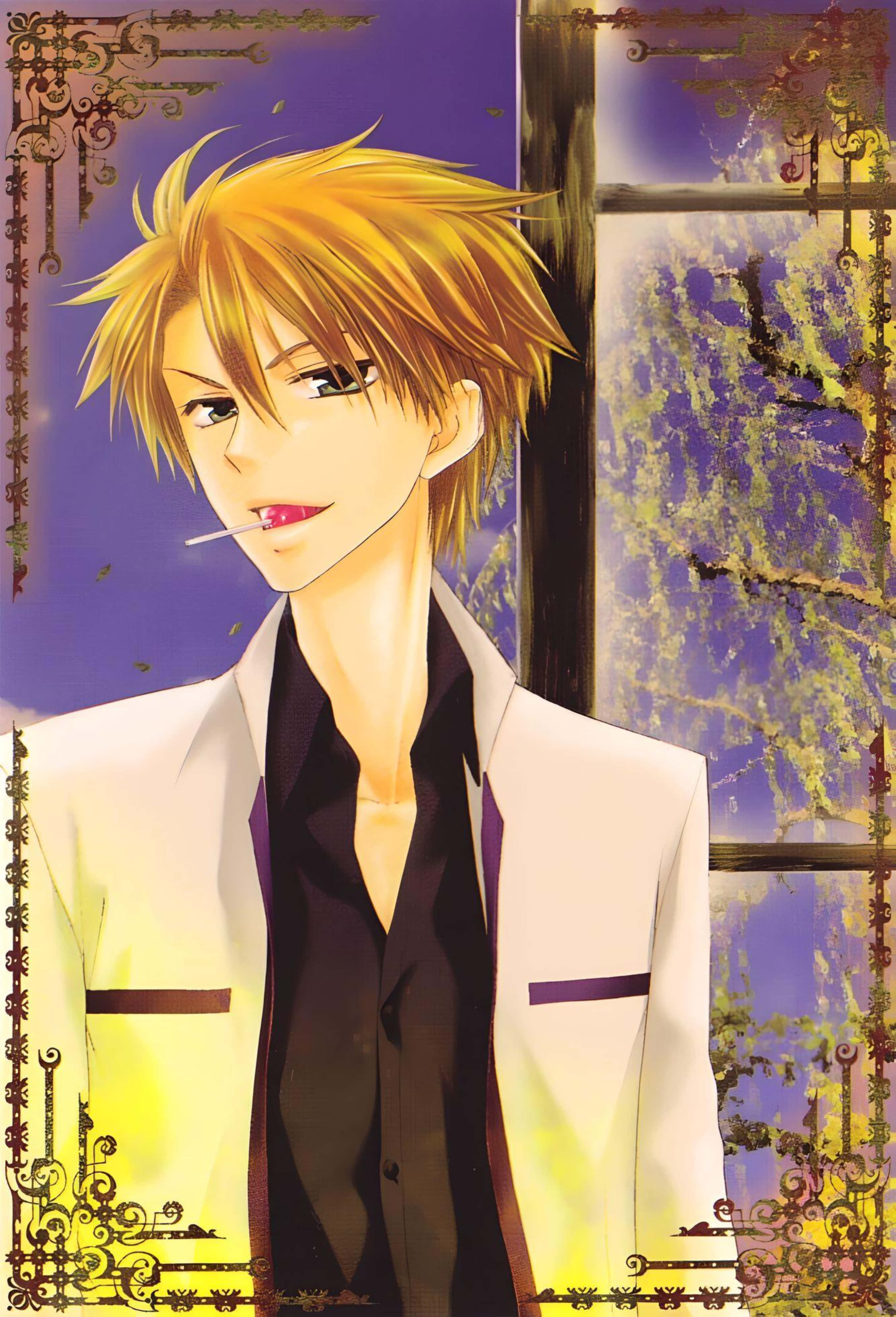 Takumi Usui, spiky blonde hair, cigarette, 4K Phone Wallpaper