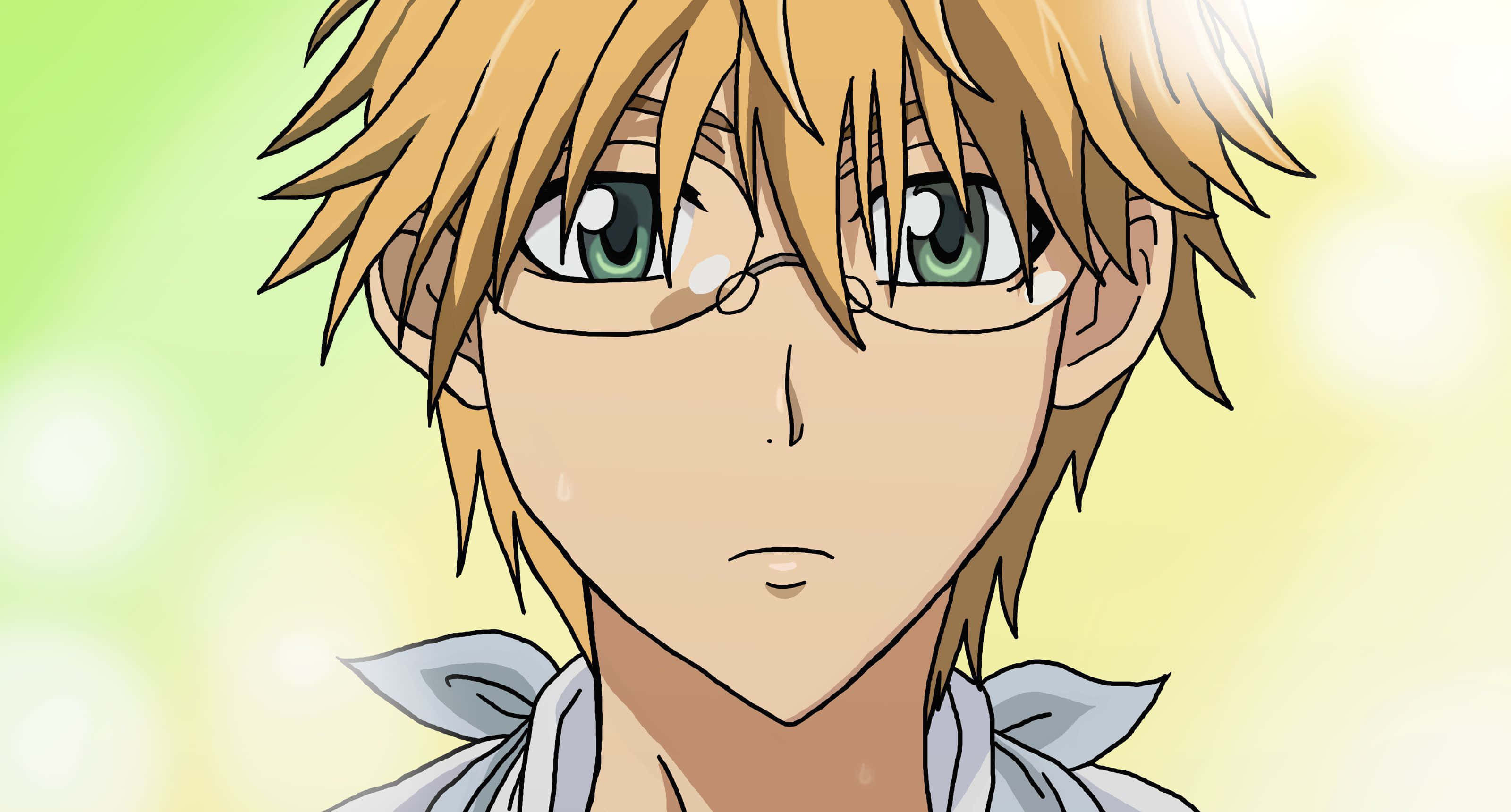 Takumi Usui, spiky blonde hair, green eyes, 2K Desktop Wallpaper