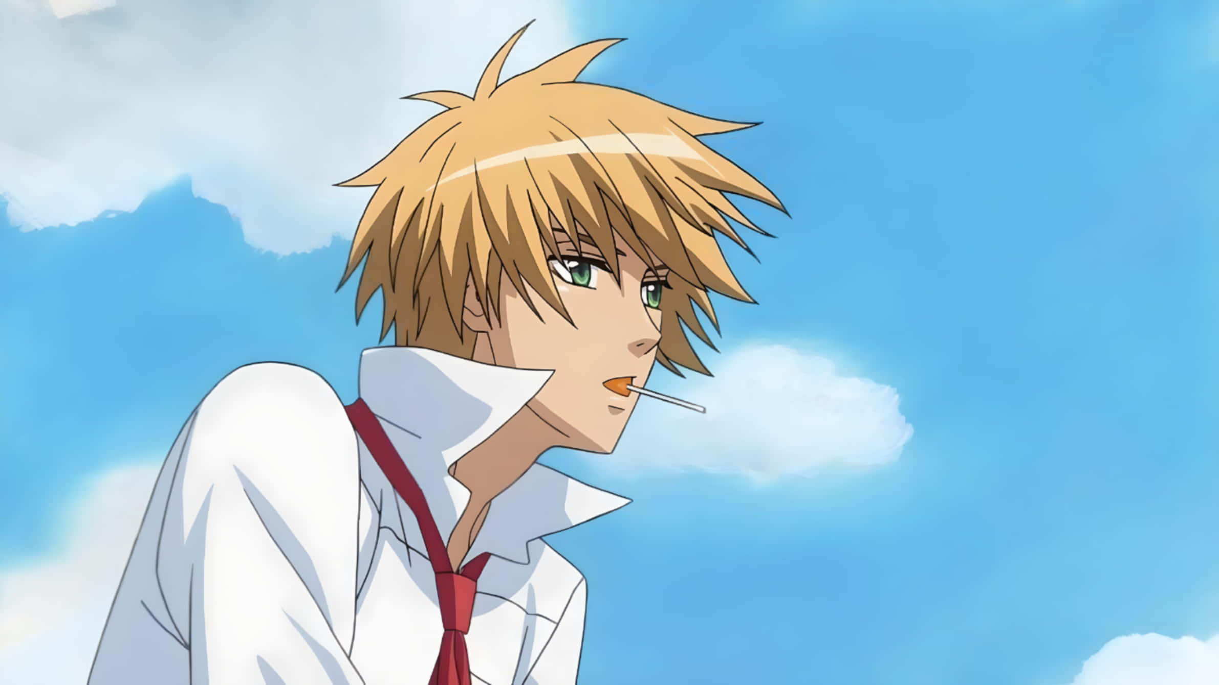Takumi Usui, spiky-haired anime boy, white shirt, Full HD Desktop Wallpaper