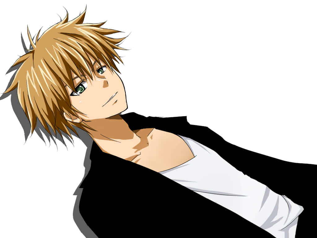 Takumi Usui, spiky blonde hair, green eyes, SD Desktop Wallpaper