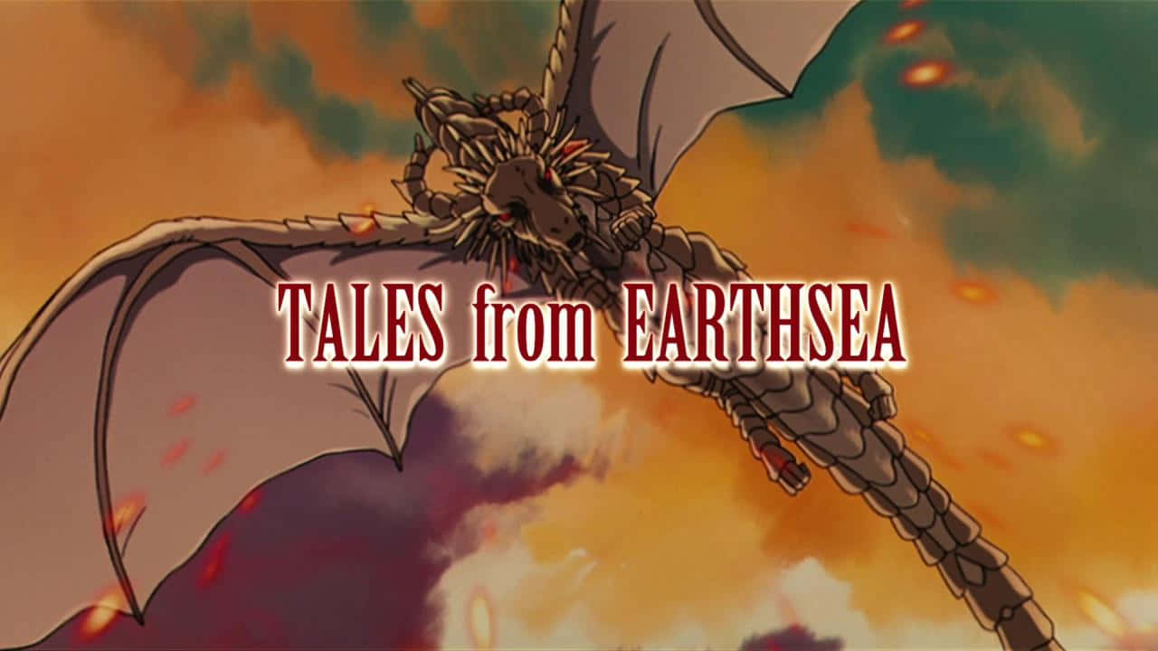 Tales from Earthsea, dragon, fiery orange and green sky, HD Desktop Wallpaper