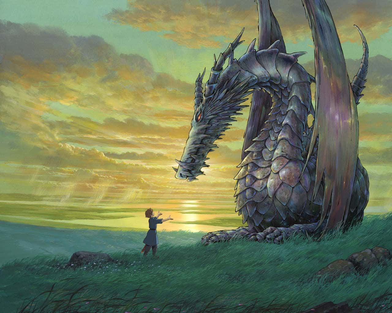 Tales From Earthsea, red dragon, glowing eyes, HD Desktop Wallpaper