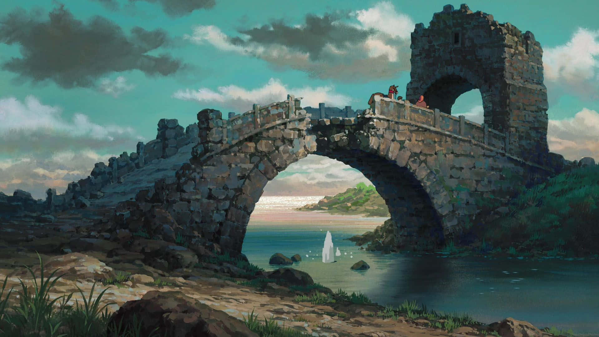Tales From Earthsea, stone arch bridge, tranquil river, Full HD Desktop Wallpaper