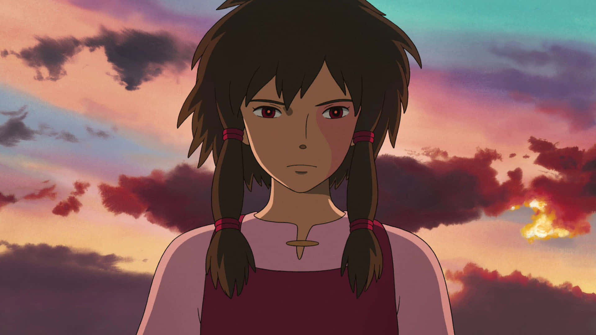 Tales From Earthsea, pigtails, vibrant sunset sky, Full HD Desktop Wallpaper