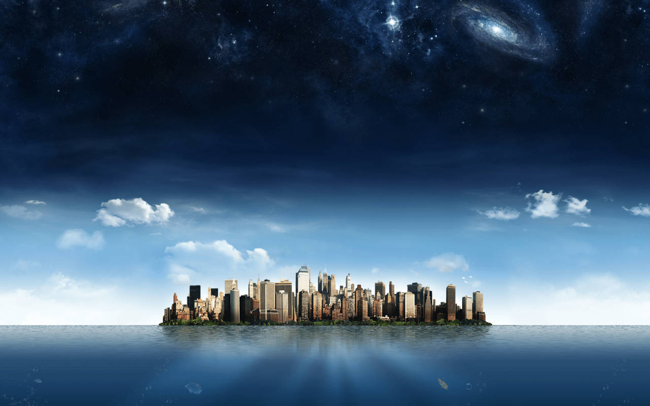 Tales From Earthsea, futuristic cityscape, water, HD Desktop Wallpaper