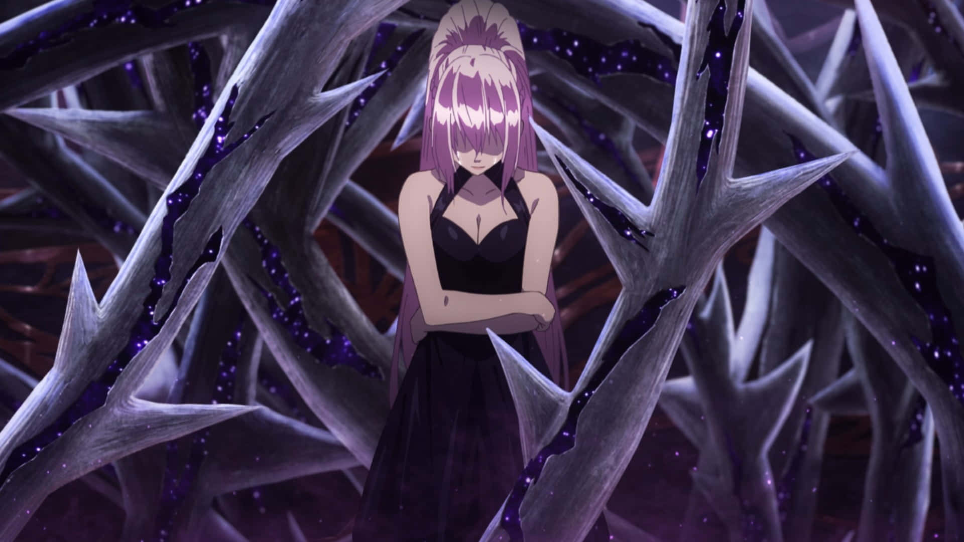 Tales Of Arise, purple-haired anime girl, black dress, Full HD Desktop Wallpaper