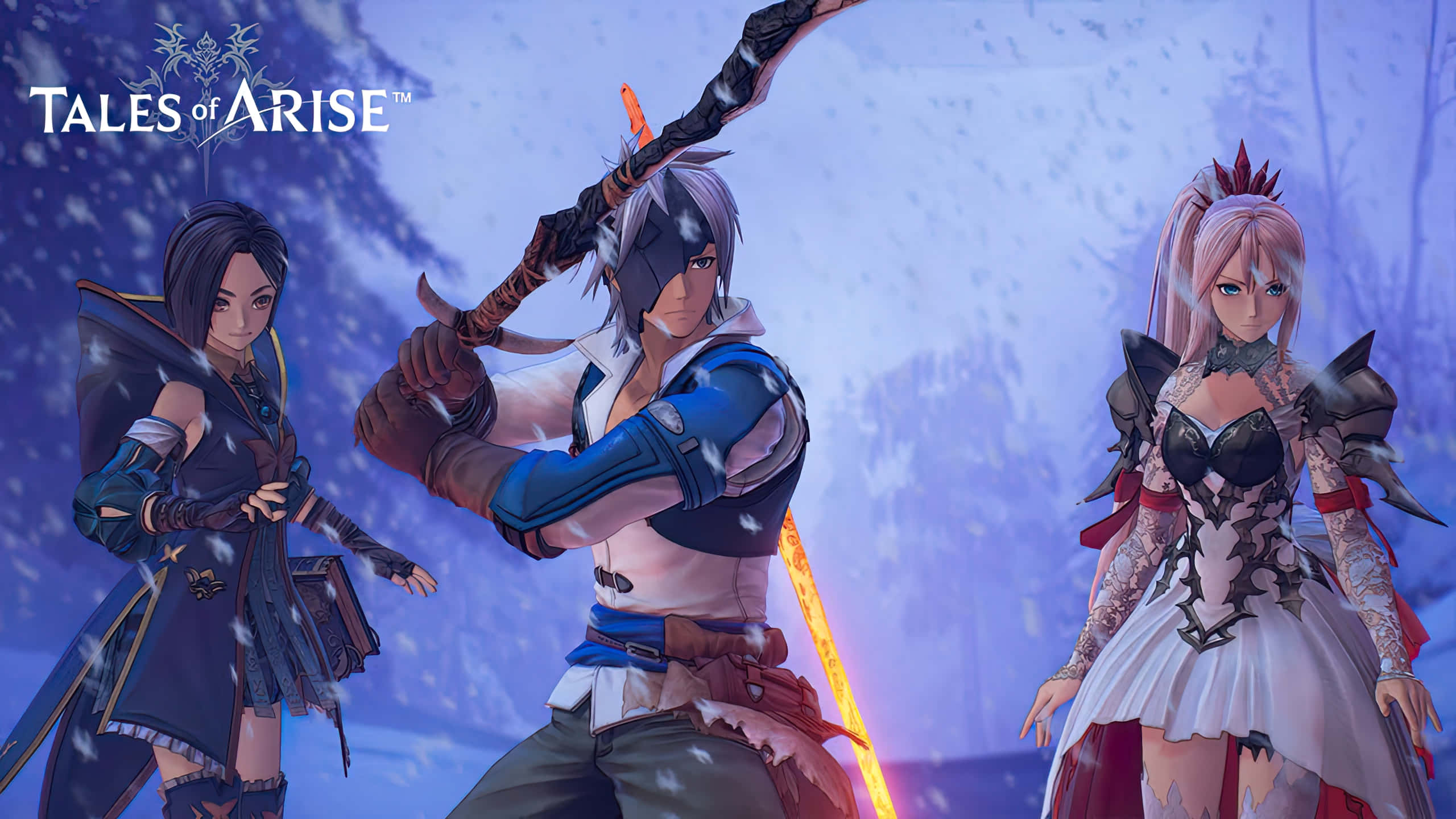 Tales Of Arise, snowy forest, glowing sword, 2K Desktop Wallpaper