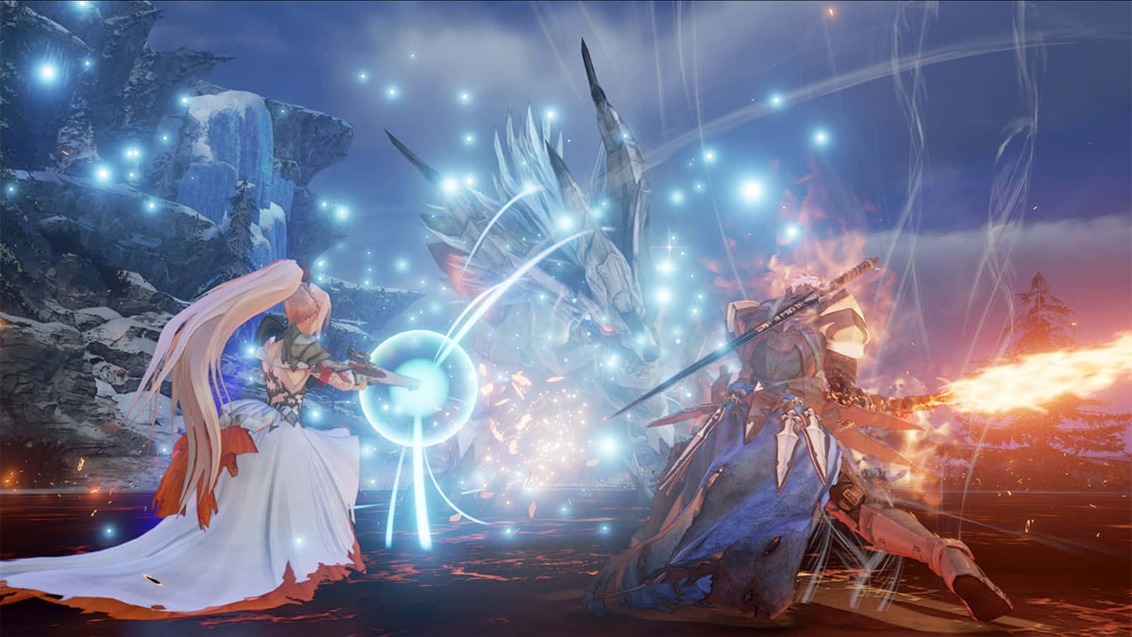 Tales Of Arise, glowing dragon, snowy mountain landscape, HD Desktop Wallpaper