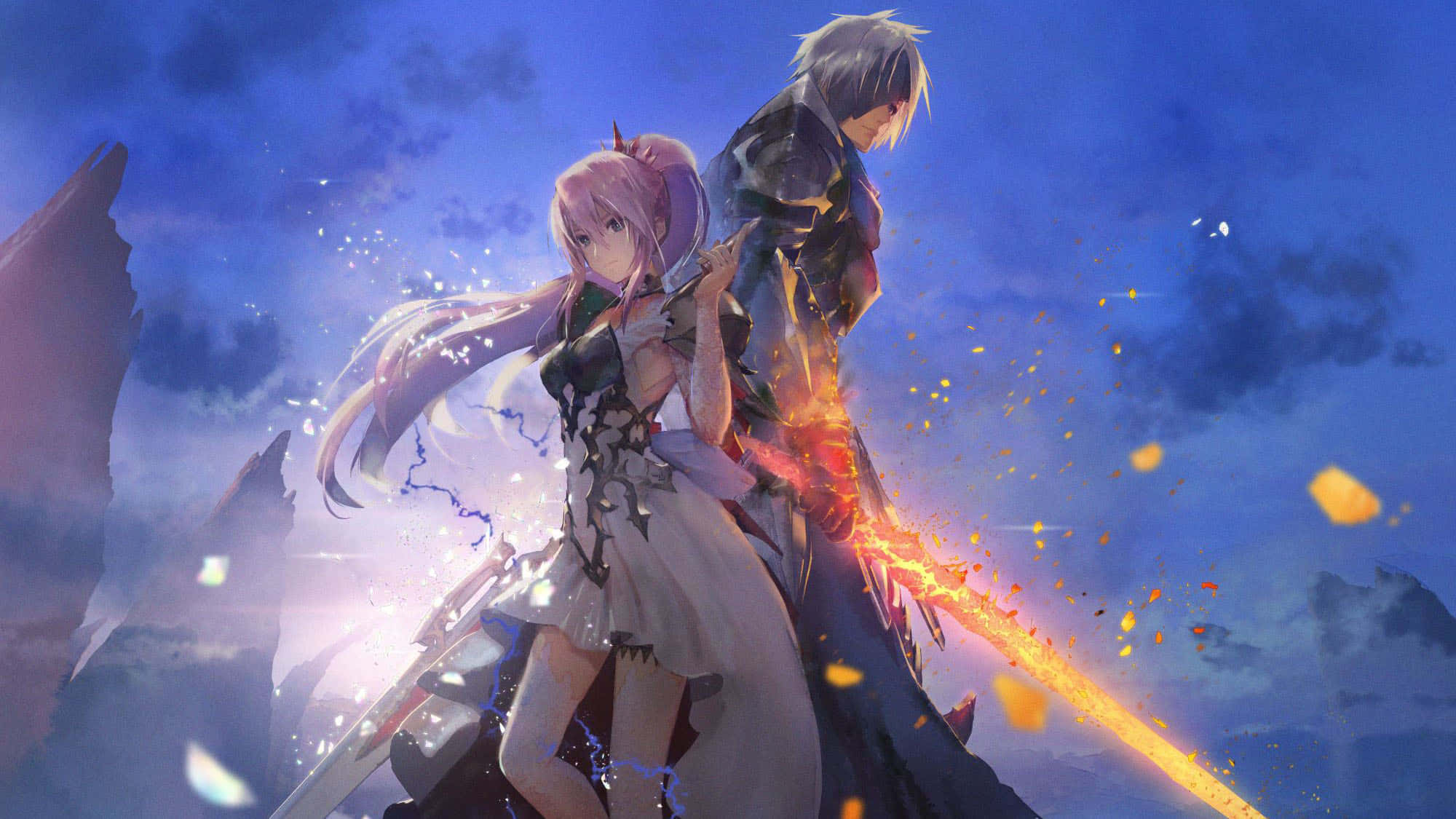Tales of Arise, twilight sky, glowing sword, Full HD Desktop Wallpaper