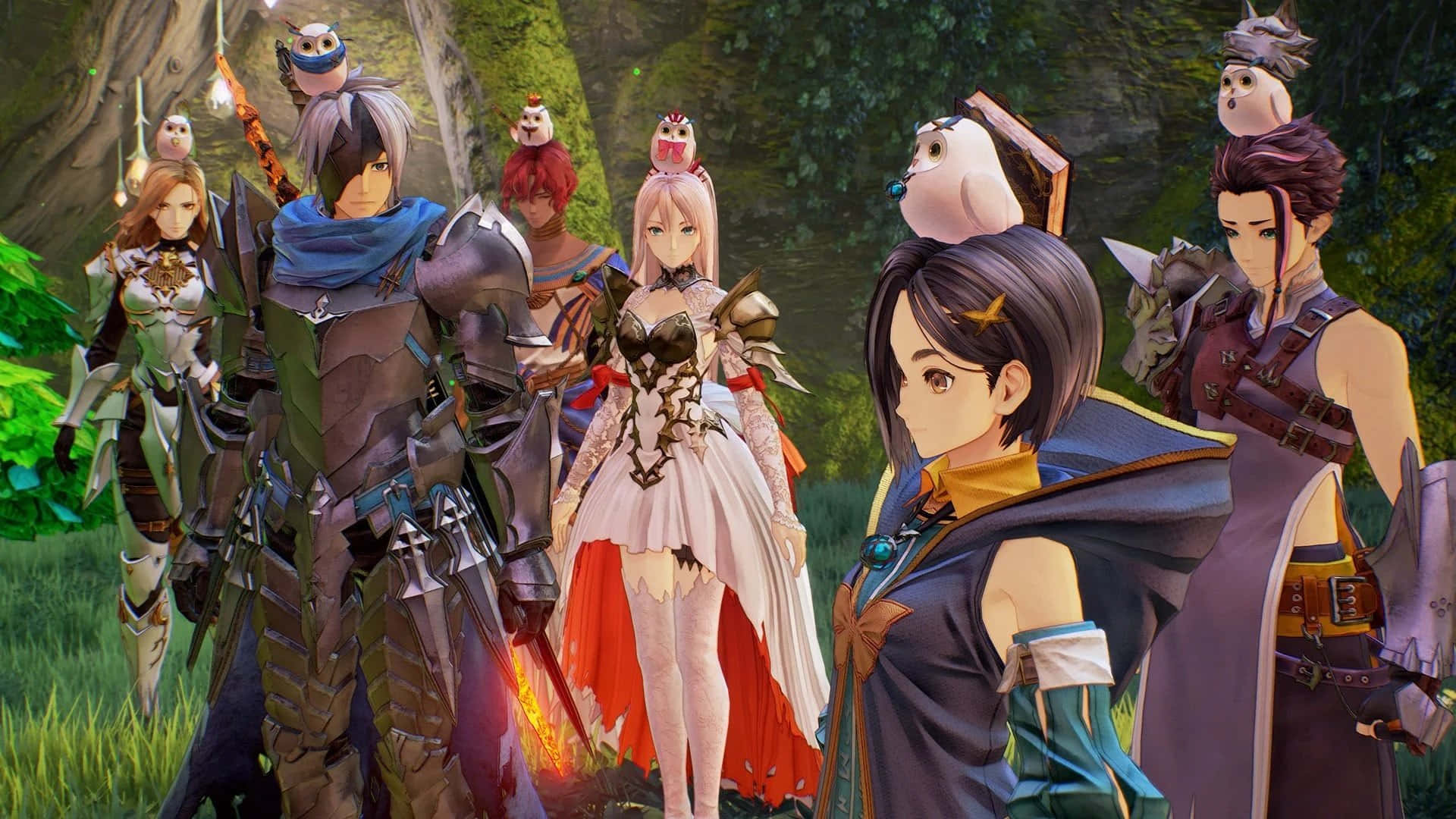 Tales Of Arise, anime-style adventurers, owl companions, Full HD Desktop Wallpaper