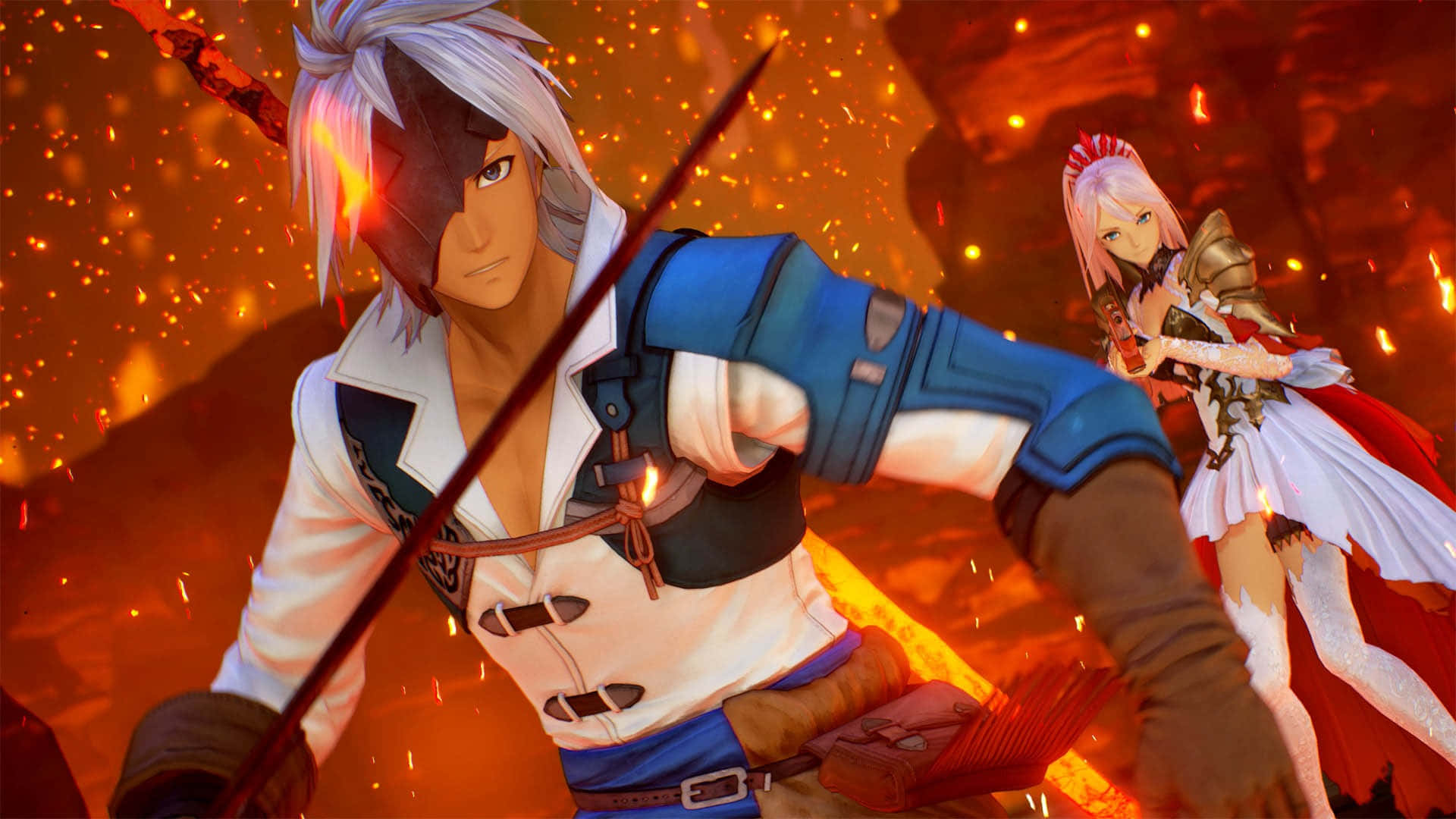 Tales of Arise, anime warriors, fiery battlefield, Full HD Desktop Wallpaper