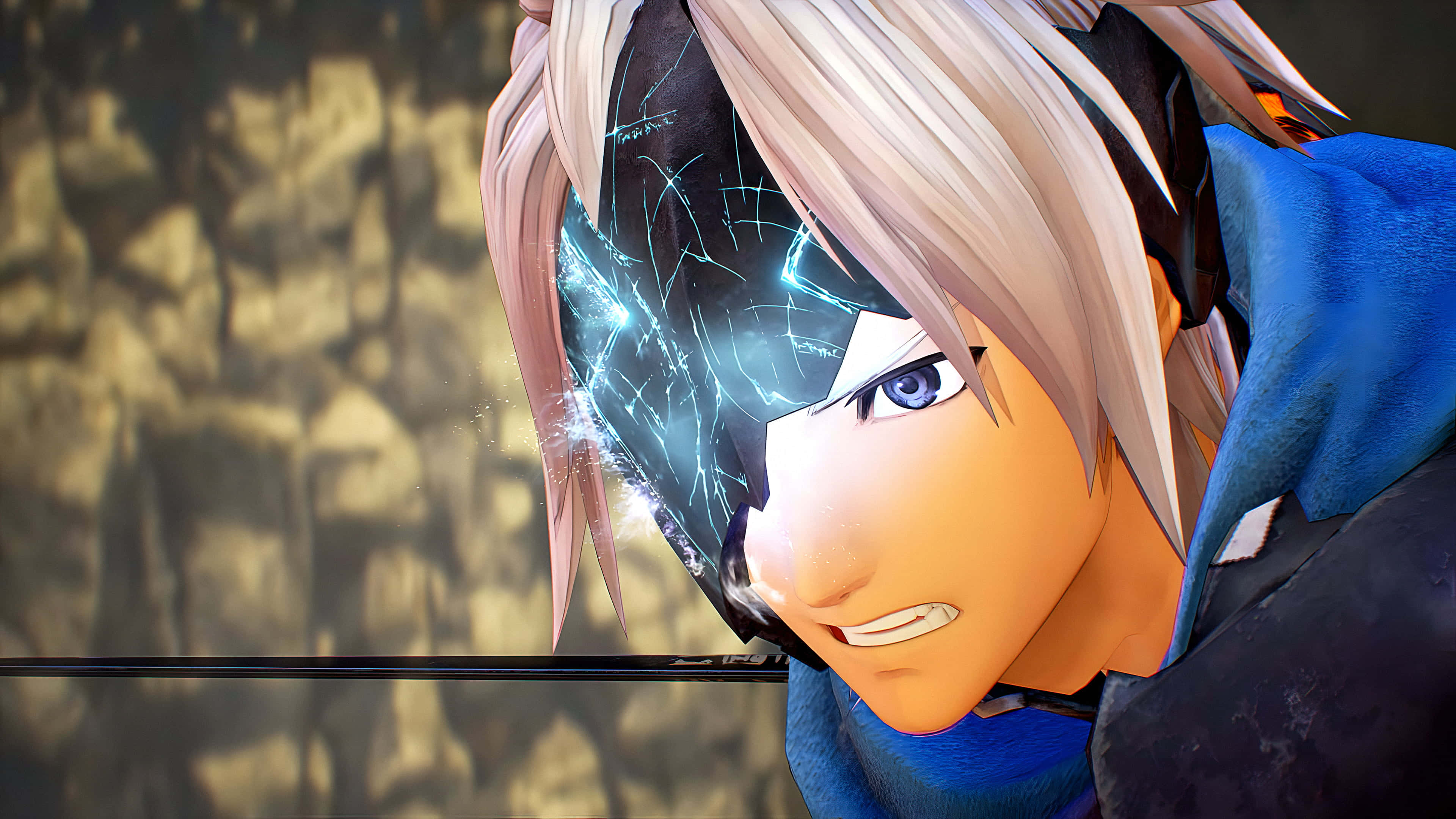 Tales Of Arise, glowing blue energy, masked face, 4K Desktop Wallpaper