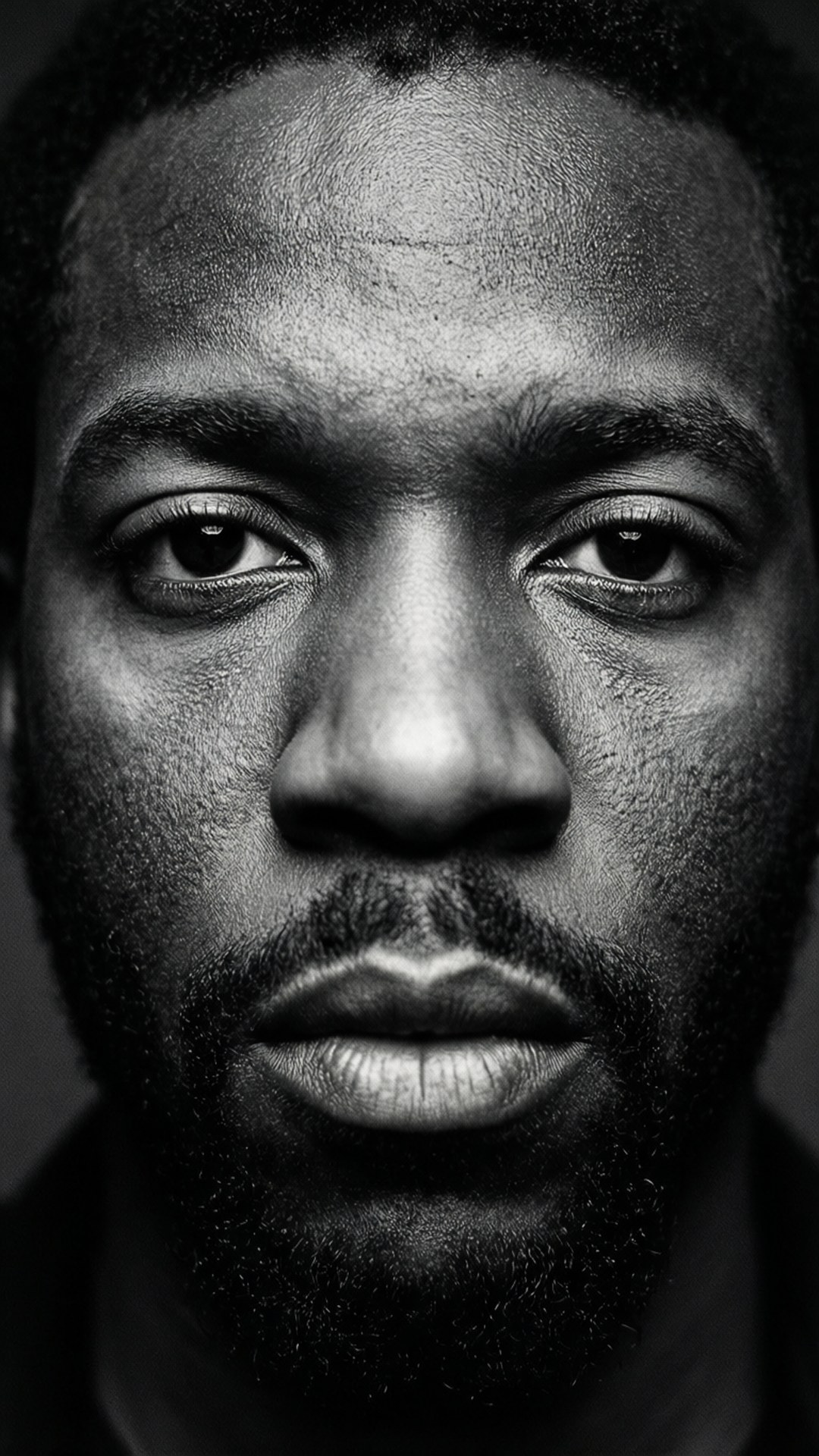 Talib Kweli, black and white portrait, intense gaze, Full HD Phone Wallpaper