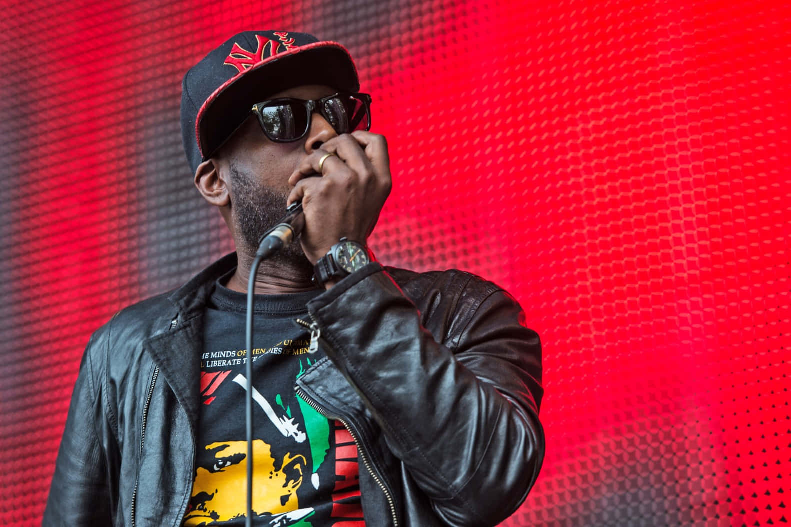 Talib Kweli, black leather jacket, cap, HD Desktop Wallpaper