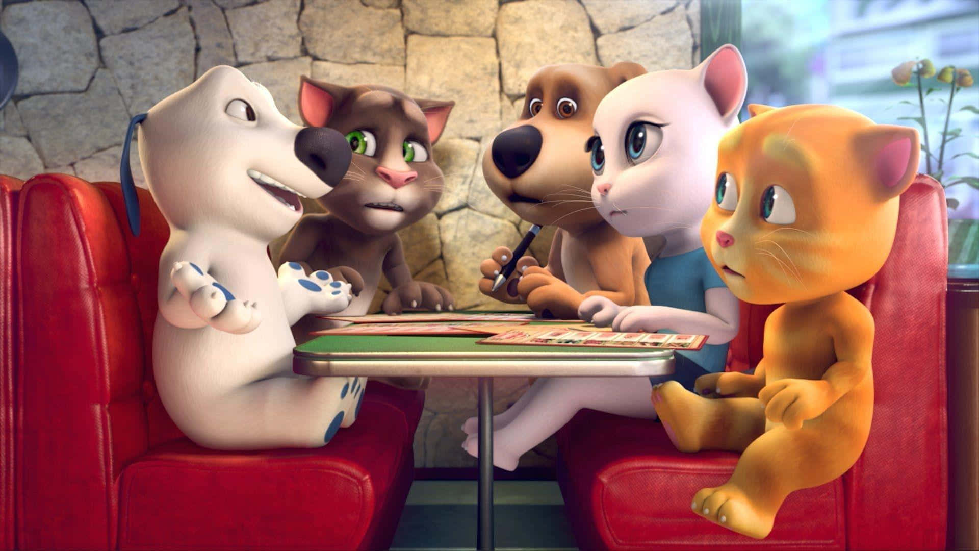 Talking Ben, diner booth, board games, Full HD Desktop Wallpaper