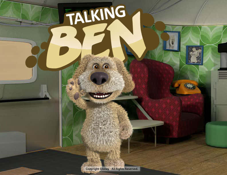Talking Ben, retro camper, green patterned walls, SD Desktop Wallpaper