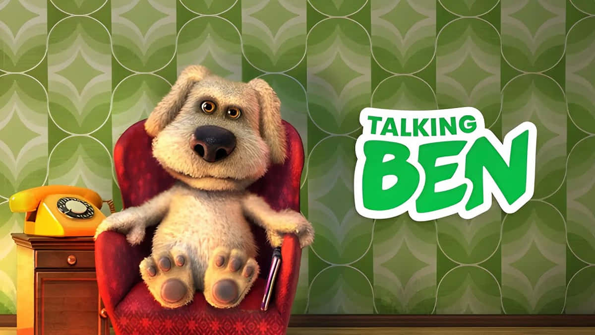 Talking Ben, fluffy animated dog, red armchair, SD Desktop Wallpaper