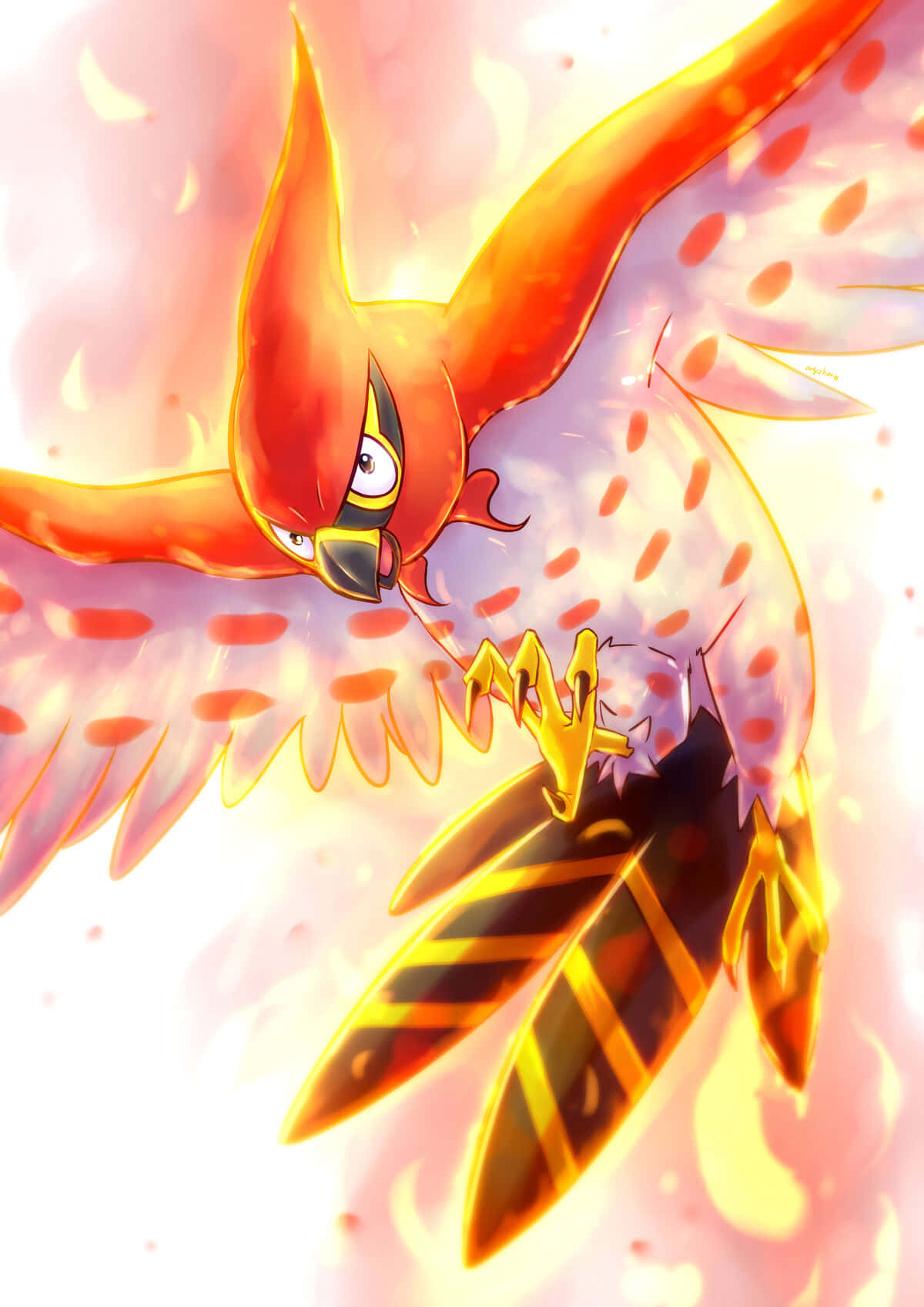 Talonflame, fiery bird Pokémon, glowing pink and orange background, HD Phone Wallpaper