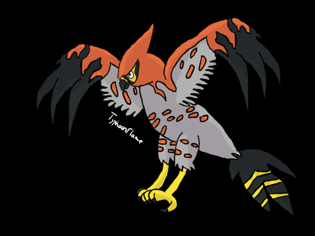 Talonflame, orange flame-like head, orange spots, SD Desktop Wallpaper