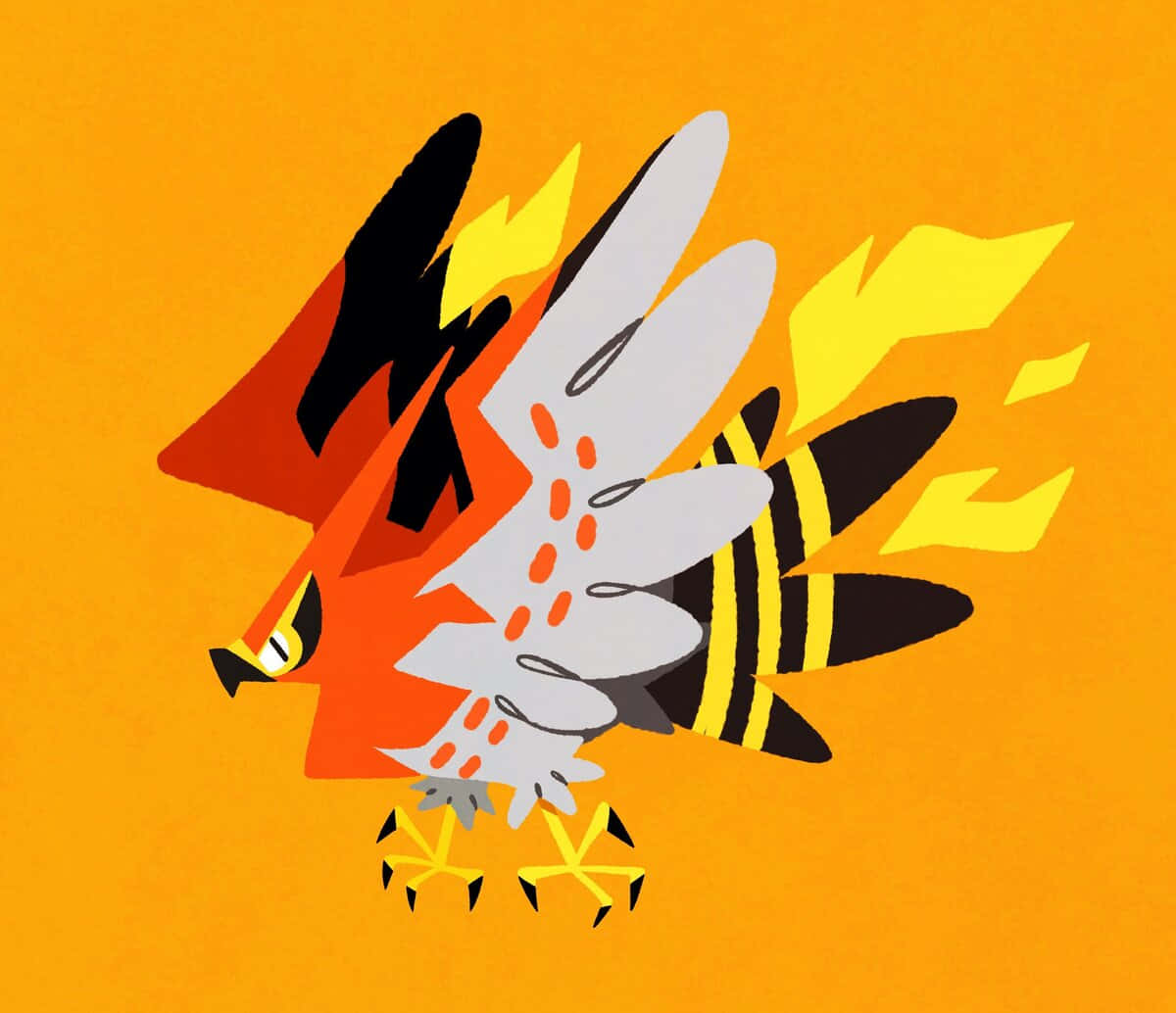 Talonflame, black and yellow wings, fiery bird, SD Desktop Wallpaper
