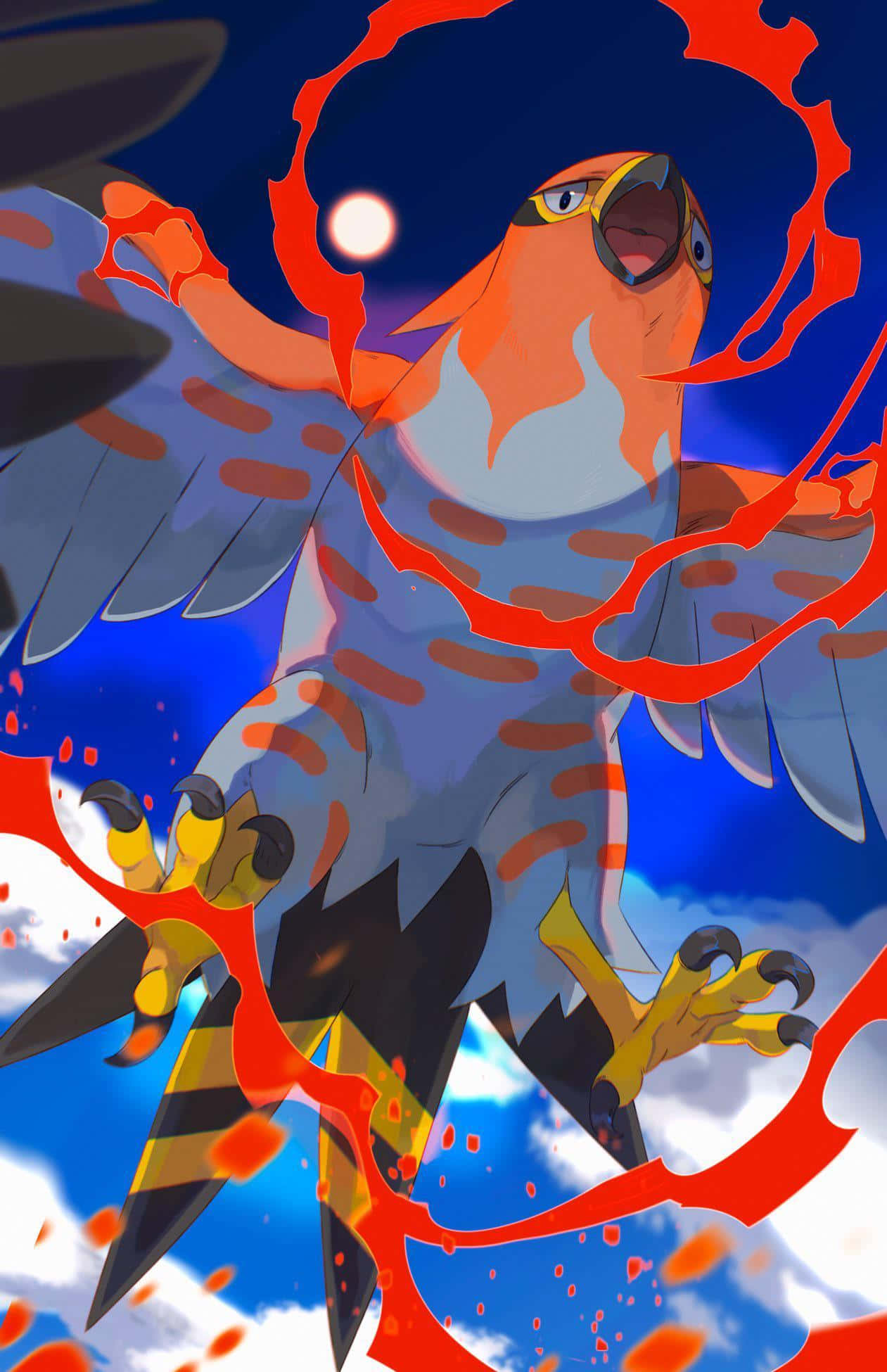 Talonflame, orange and blue plumage, fiery red energy, Full HD Phone Wallpaper