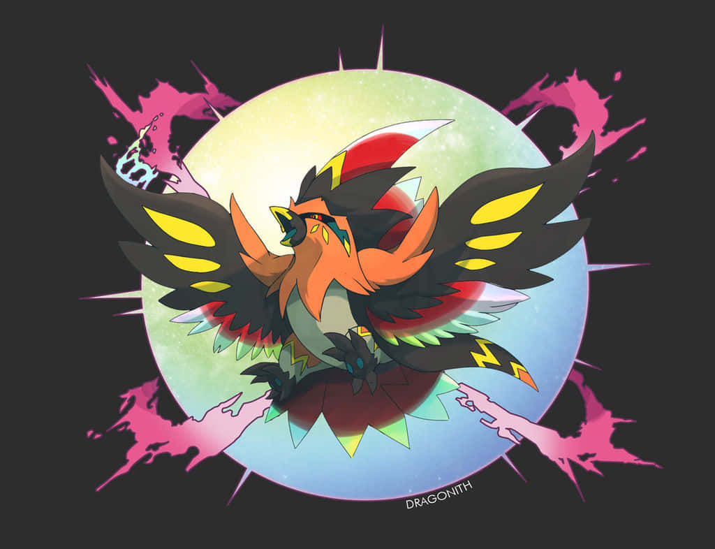 Talonflame, dragon-like creature, black wings, SD Desktop Wallpaper