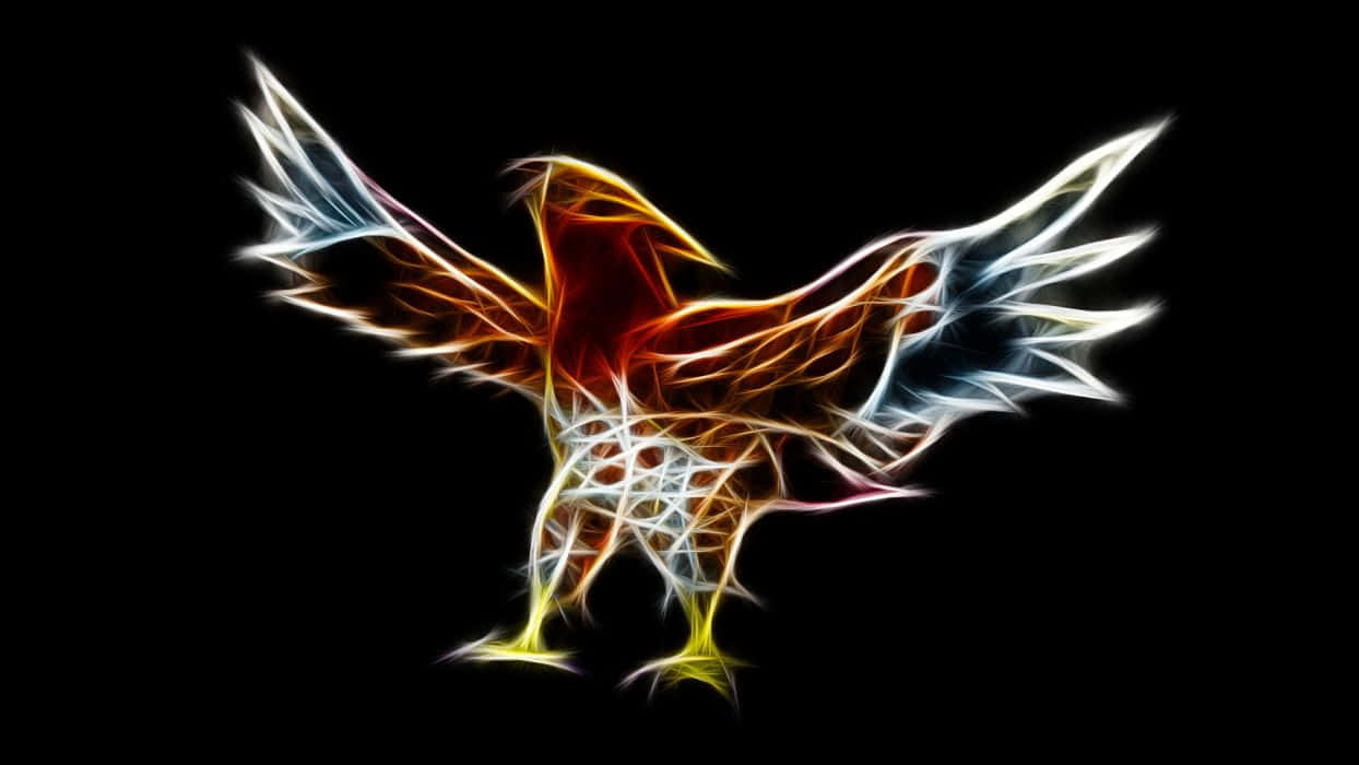Talonflame, fiery fractal bird, glowing wings, SD Desktop Wallpaper