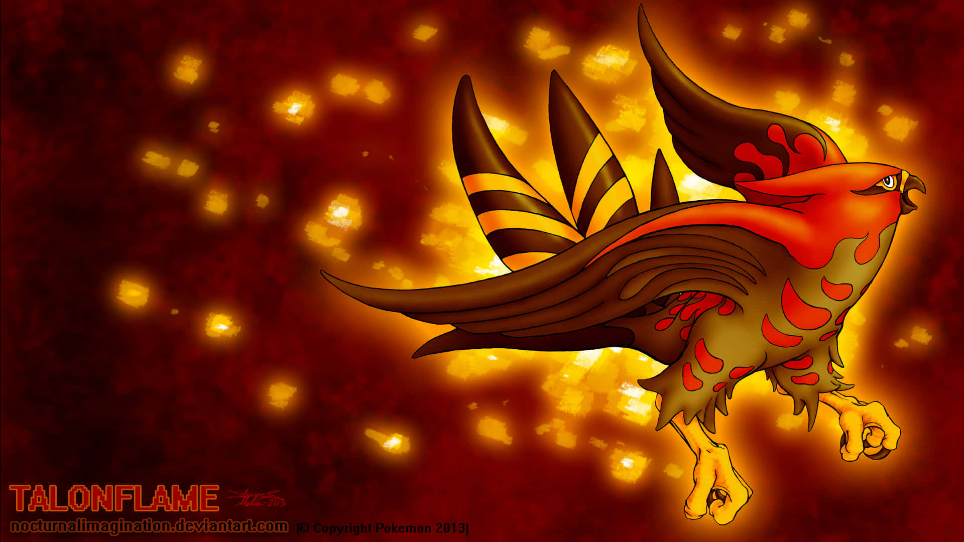 Talonflame, fiery, amber, Full HD Desktop Wallpaper