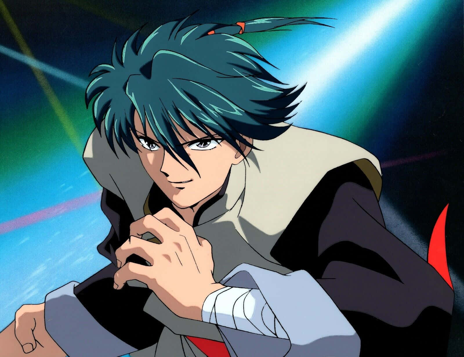 Tamahome, teal hair, white scarf, HD Desktop Wallpaper