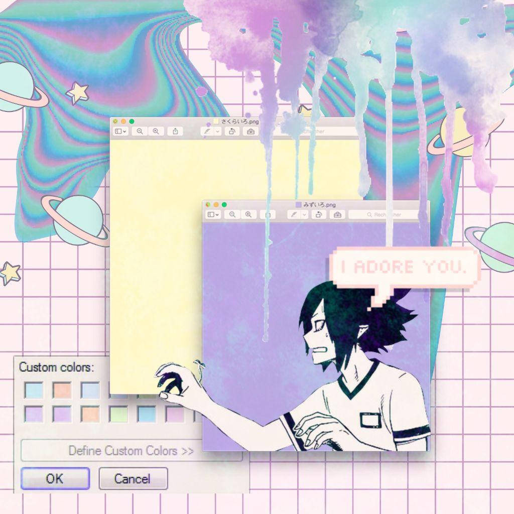 Tamaki Amajiki, pixel-art anime character, dark hair, SD Desktop Wallpaper