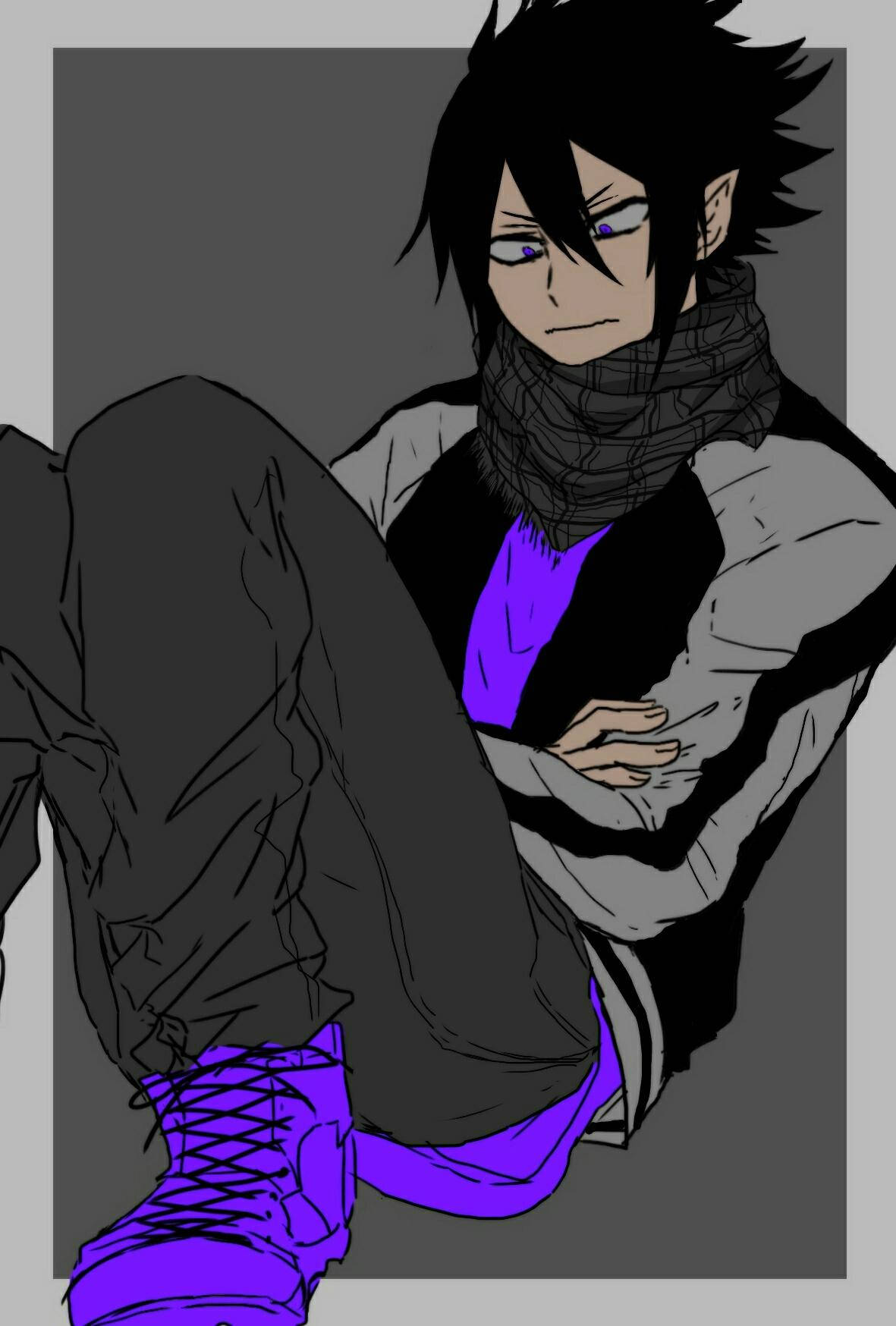 Tamaki Amajiki, spiky black hair, purple eyes, HD Phone Wallpaper