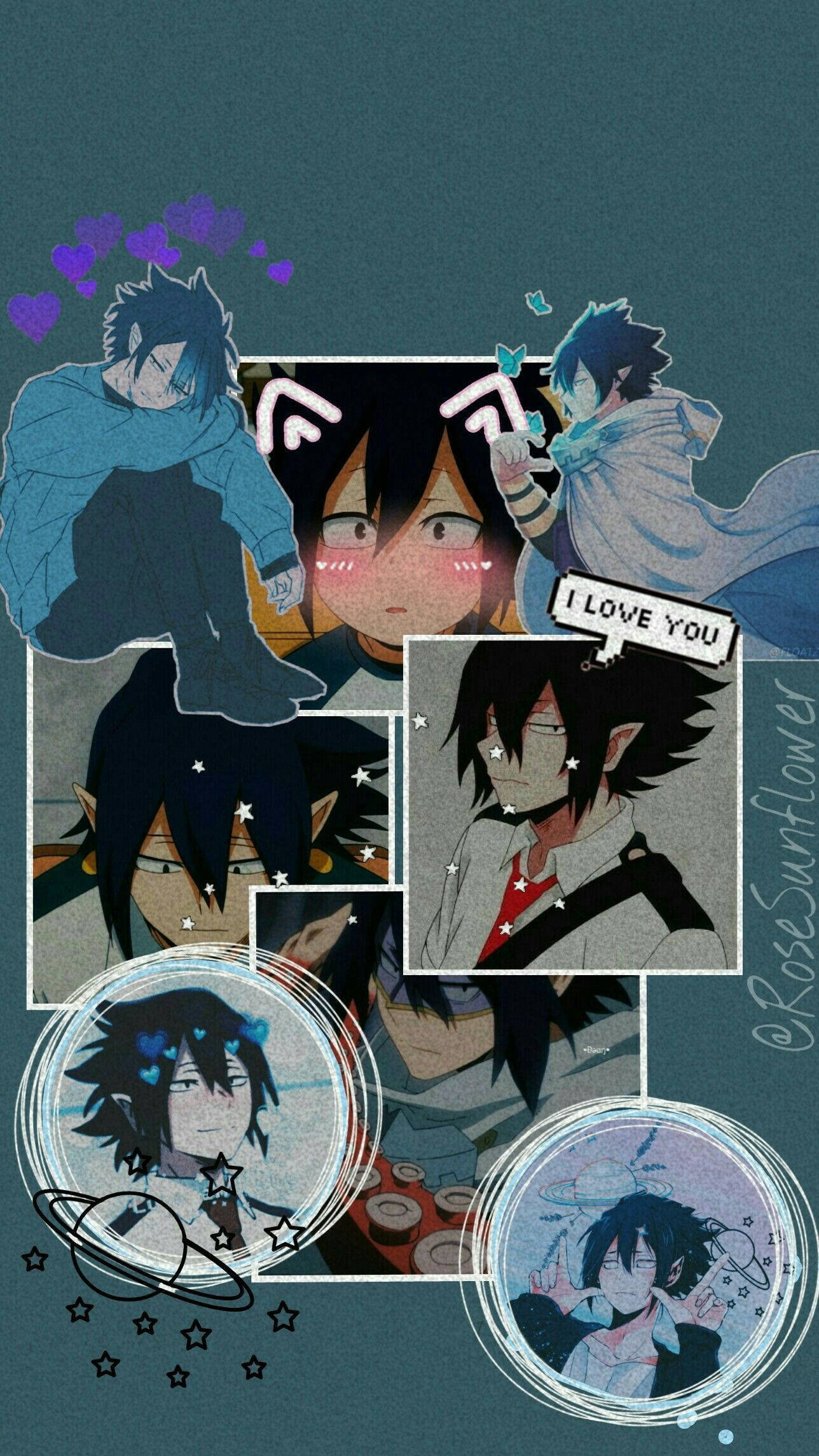 Tamaki Amajiki, school uniform, teal background, Full HD Phone Wallpaper