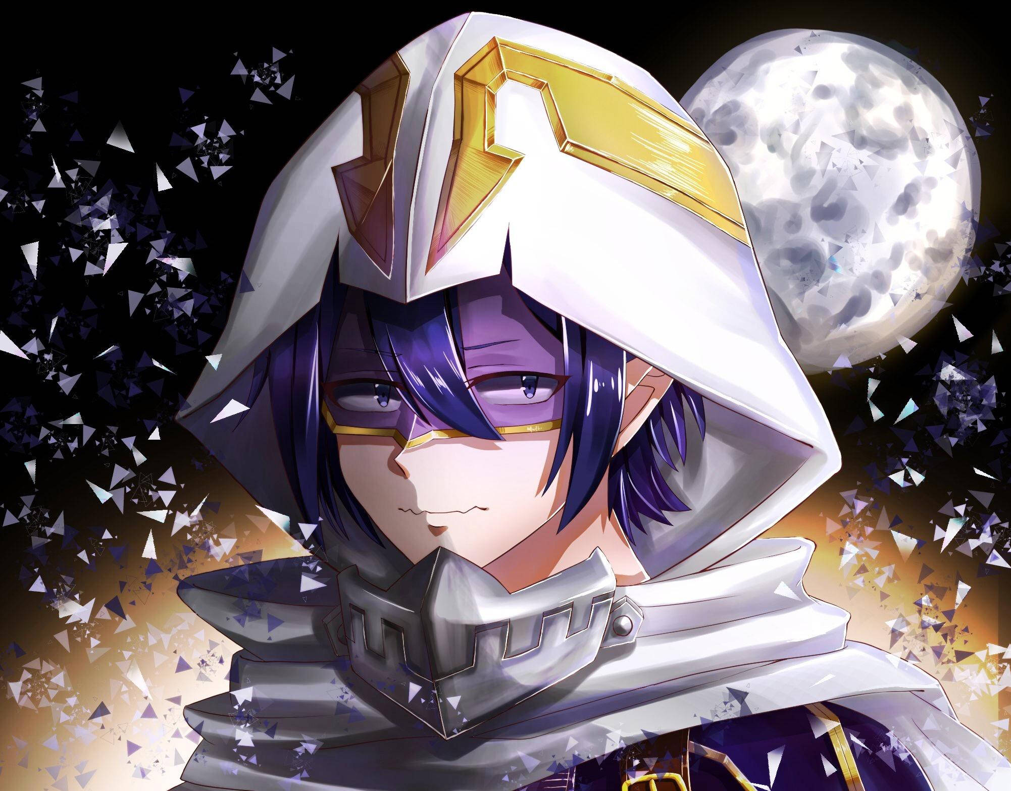 Tamaki Amajiki, purple-haired anime knight, white and gold armor, Full HD Desktop Wallpaper