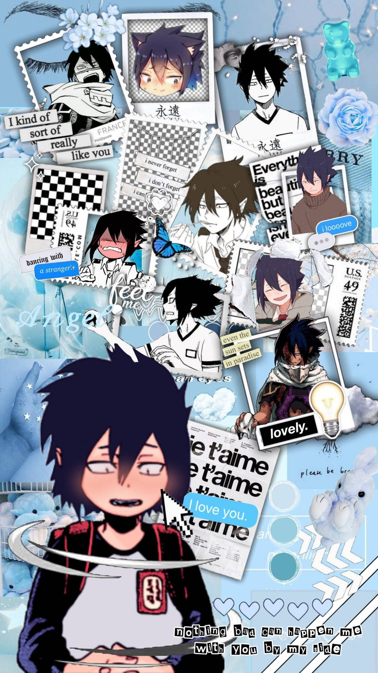Tamaki Amajiki, anime-style character portraits, romantic text snippets, Full HD Phone Wallpaper