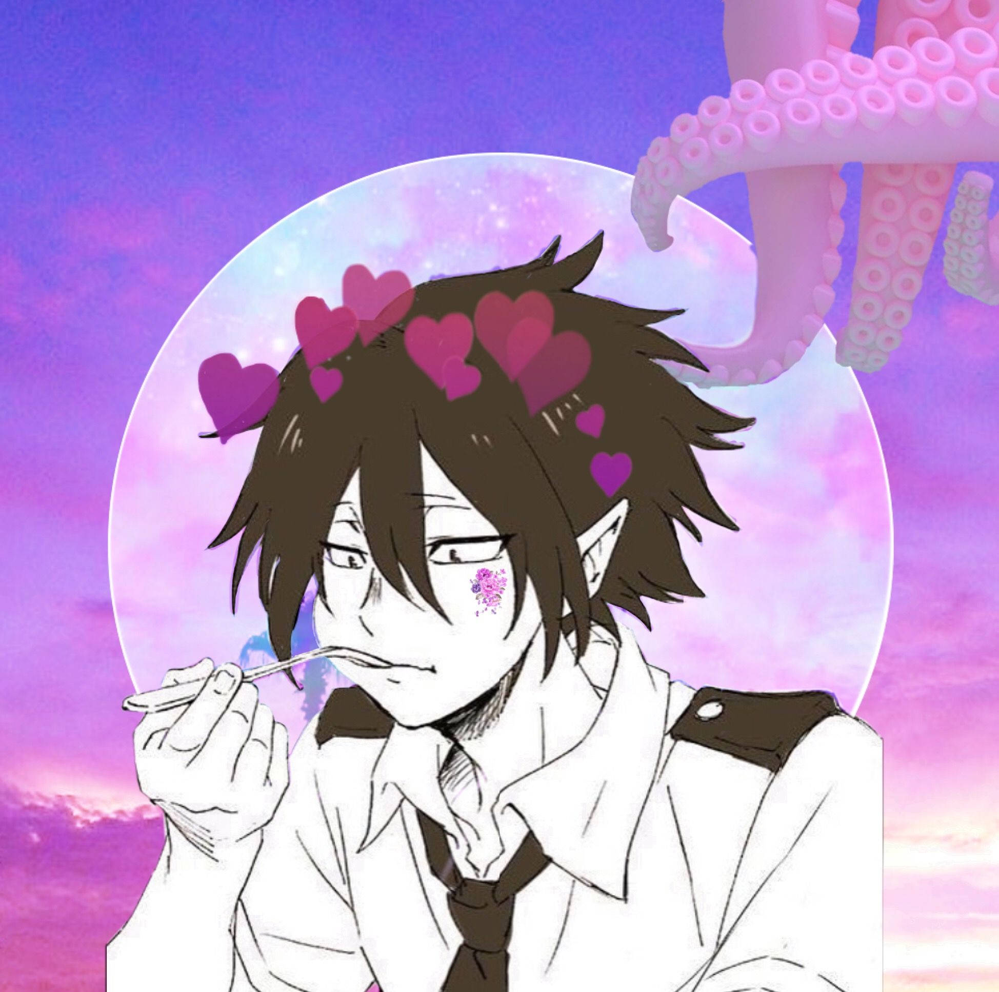 Tamaki Amajiki, hearts, spoon, Full HD Desktop Wallpaper