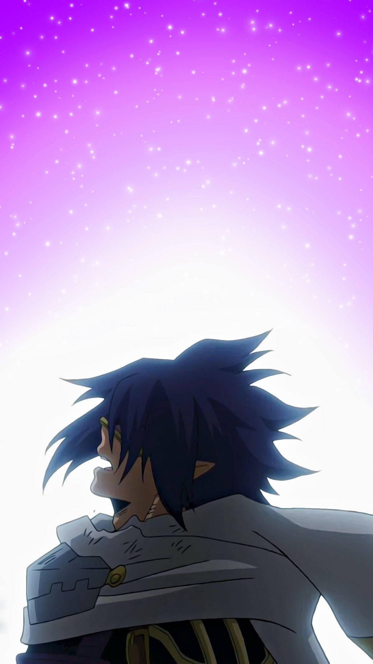 Tamaki Amajiki, spiky-haired anime character, vibrant purple starry sky, Full HD Phone Wallpaper