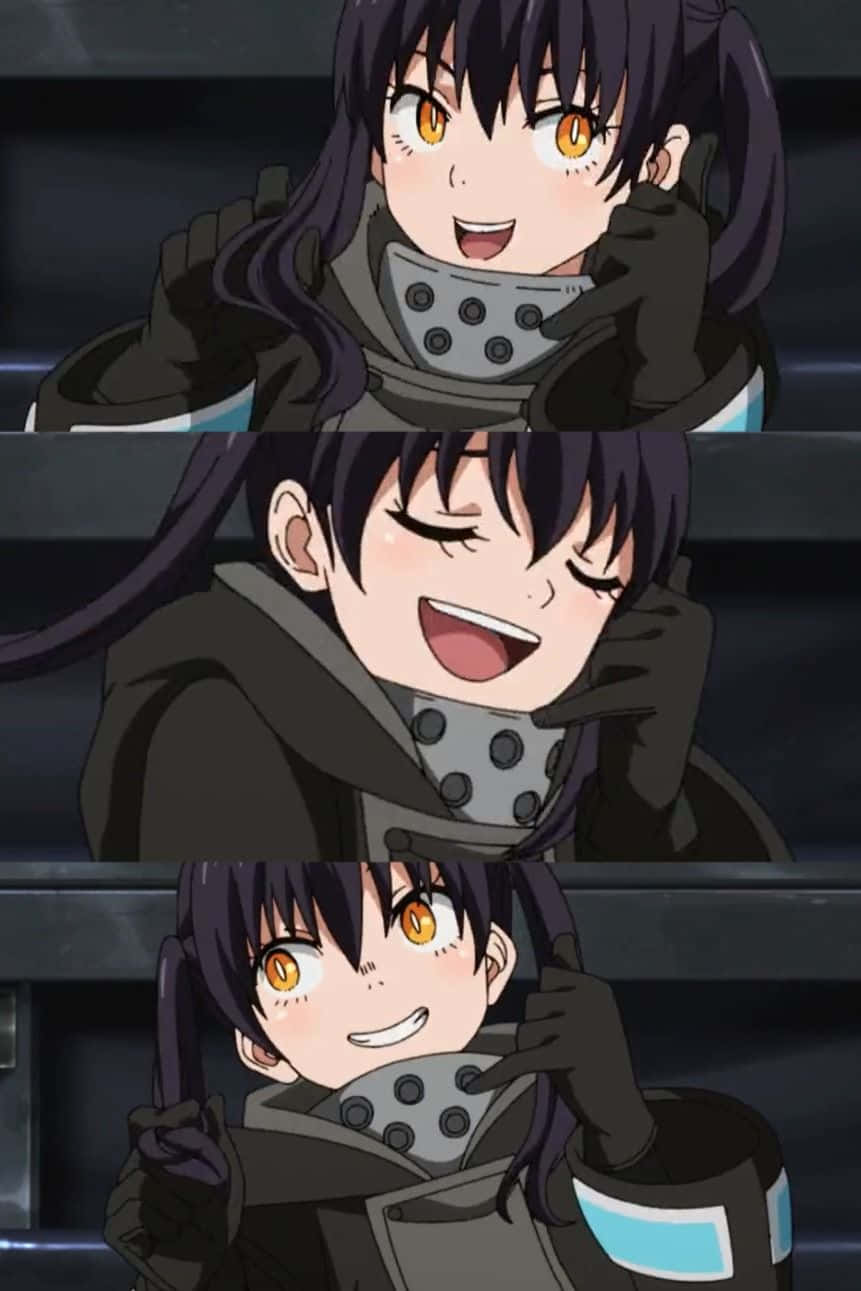 Tamaki Fire Force, dark hair, orange eyes, HD Phone Wallpaper