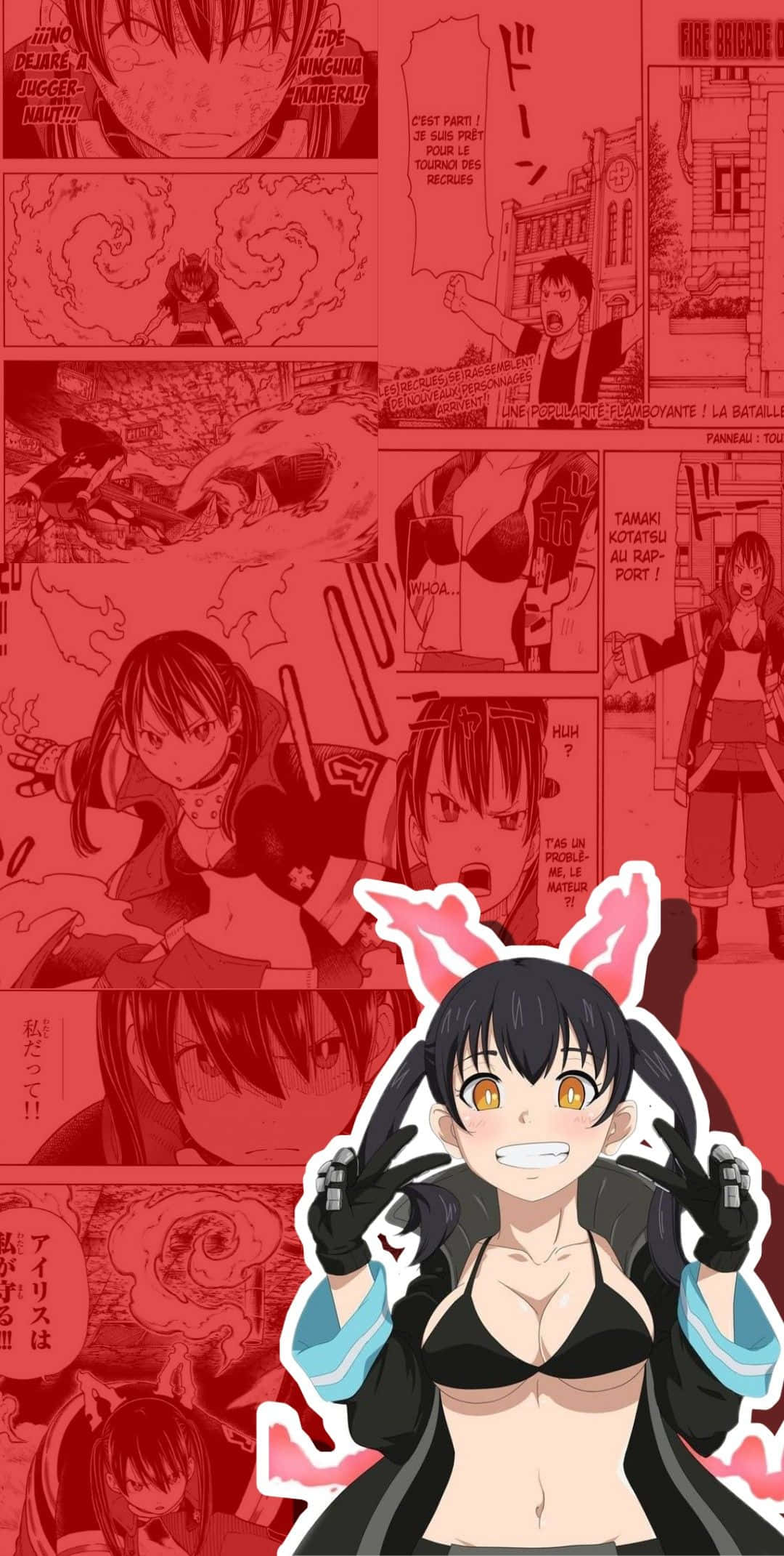 Tamaki Fire Force, bunny ears, guns, Full HD Phone Wallpaper