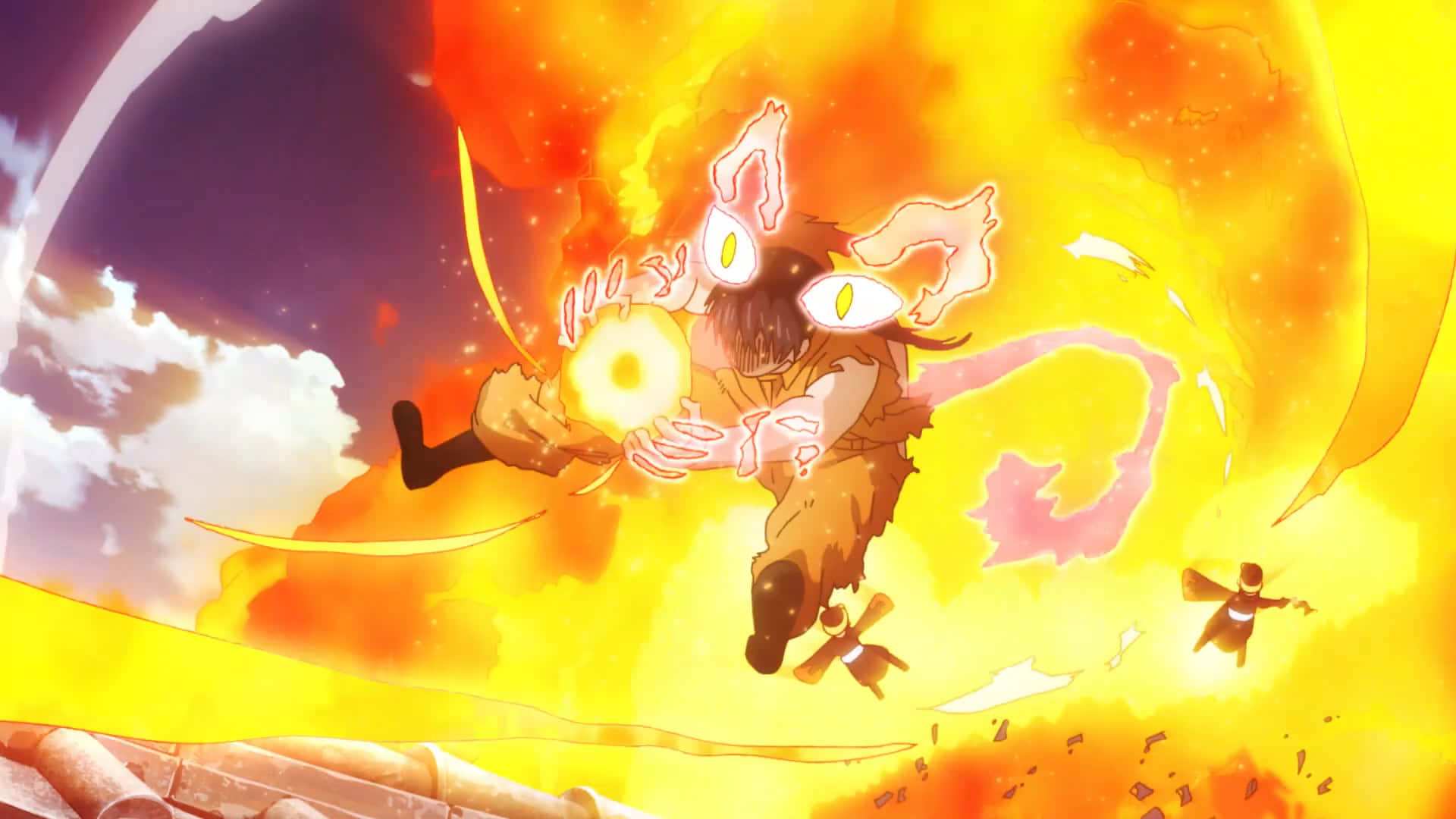 Tamaki Fire Force, fiery anime character, glowing eyes, Full HD Desktop Wallpaper