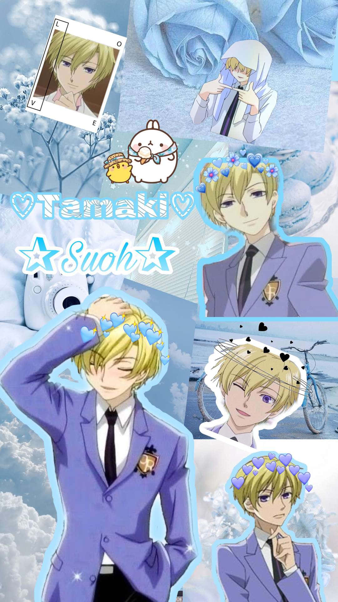 Tamaki Suoh, purple suit, blue roses, Full HD Phone Wallpaper