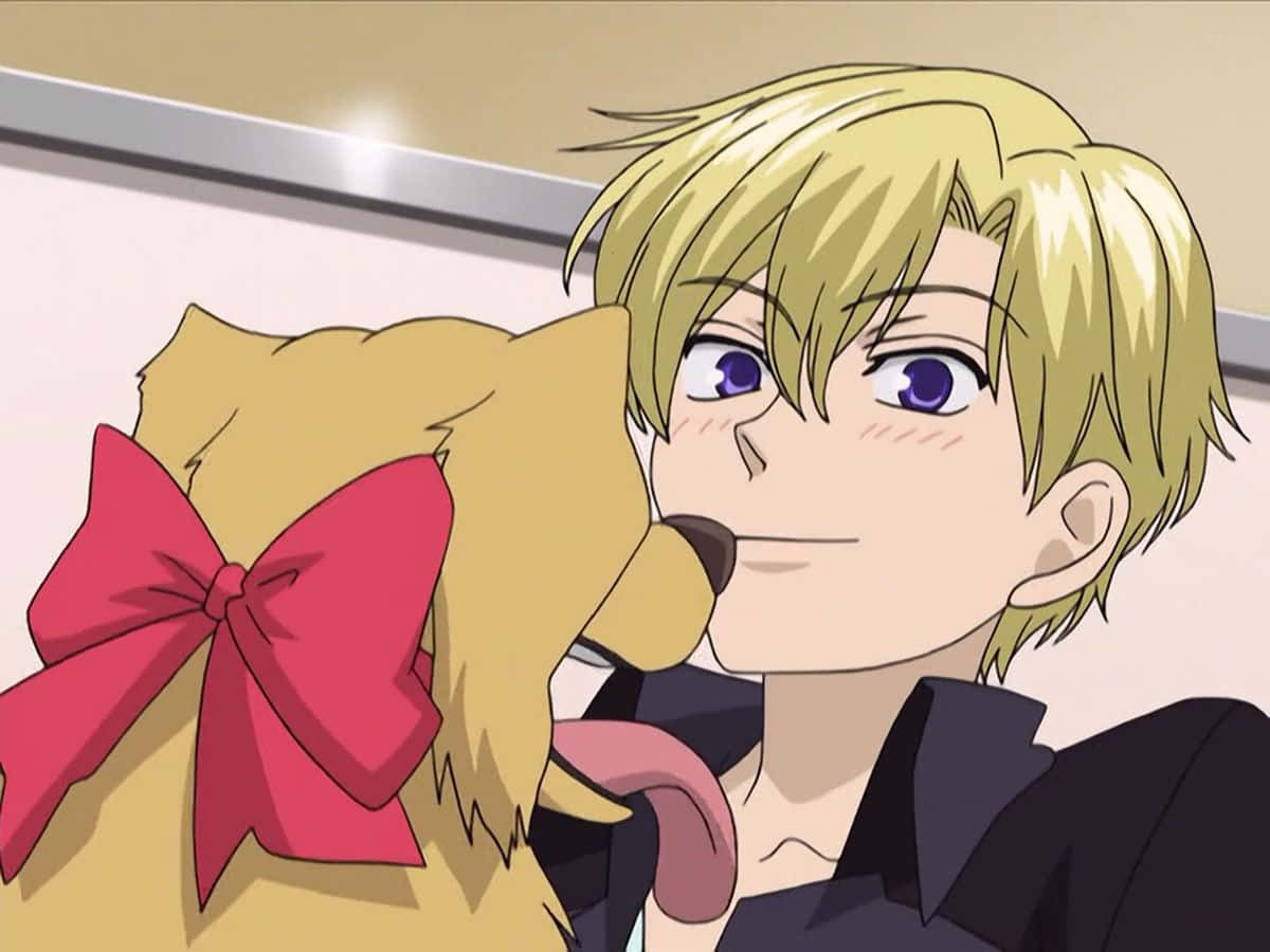 Tamaki Suoh, blonde anime boy, purple eyes, SD Desktop Wallpaper