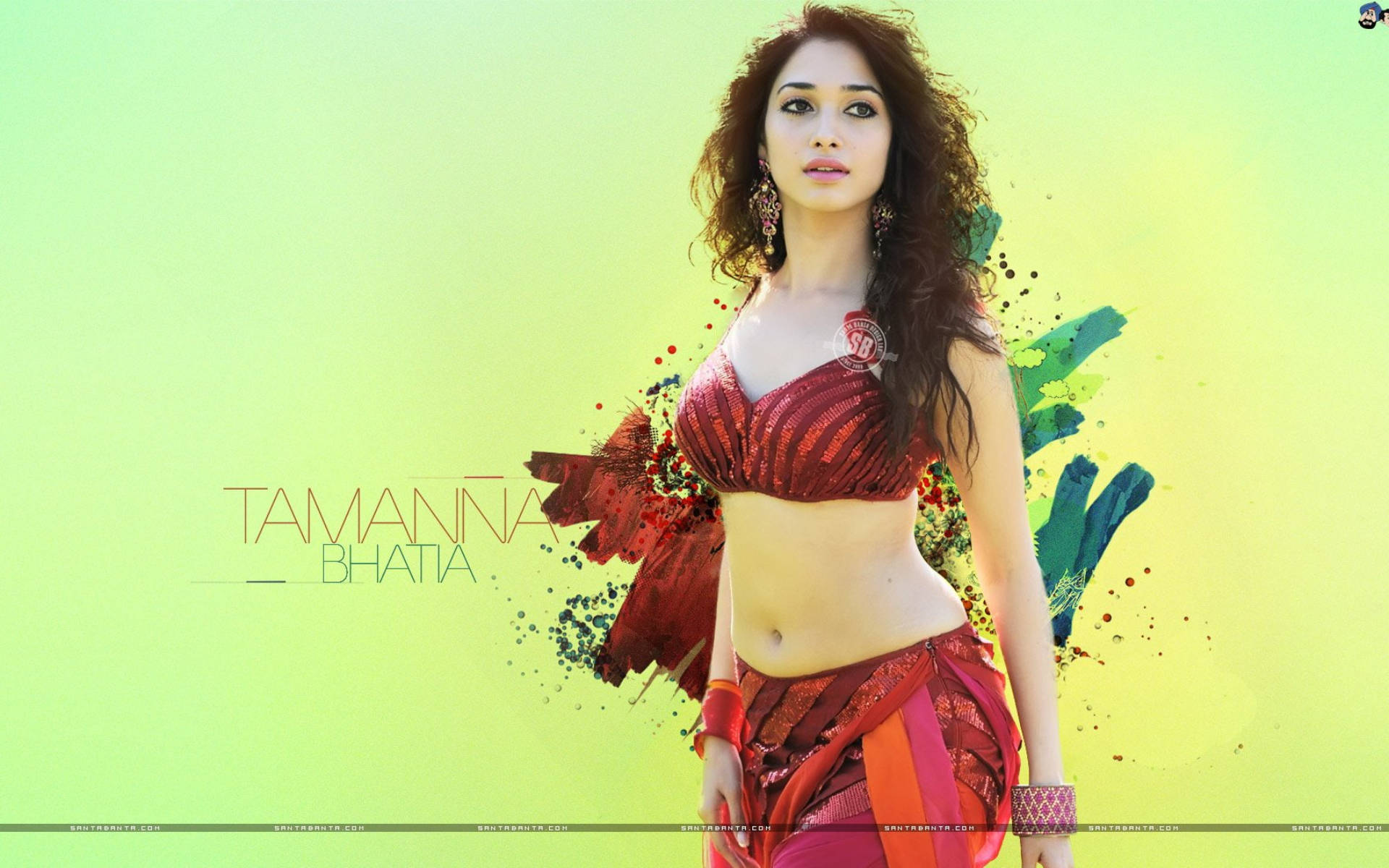 Tamannaah Bhatia, red sequined top, red sequined skirt, Full HD Desktop Wallpaper
