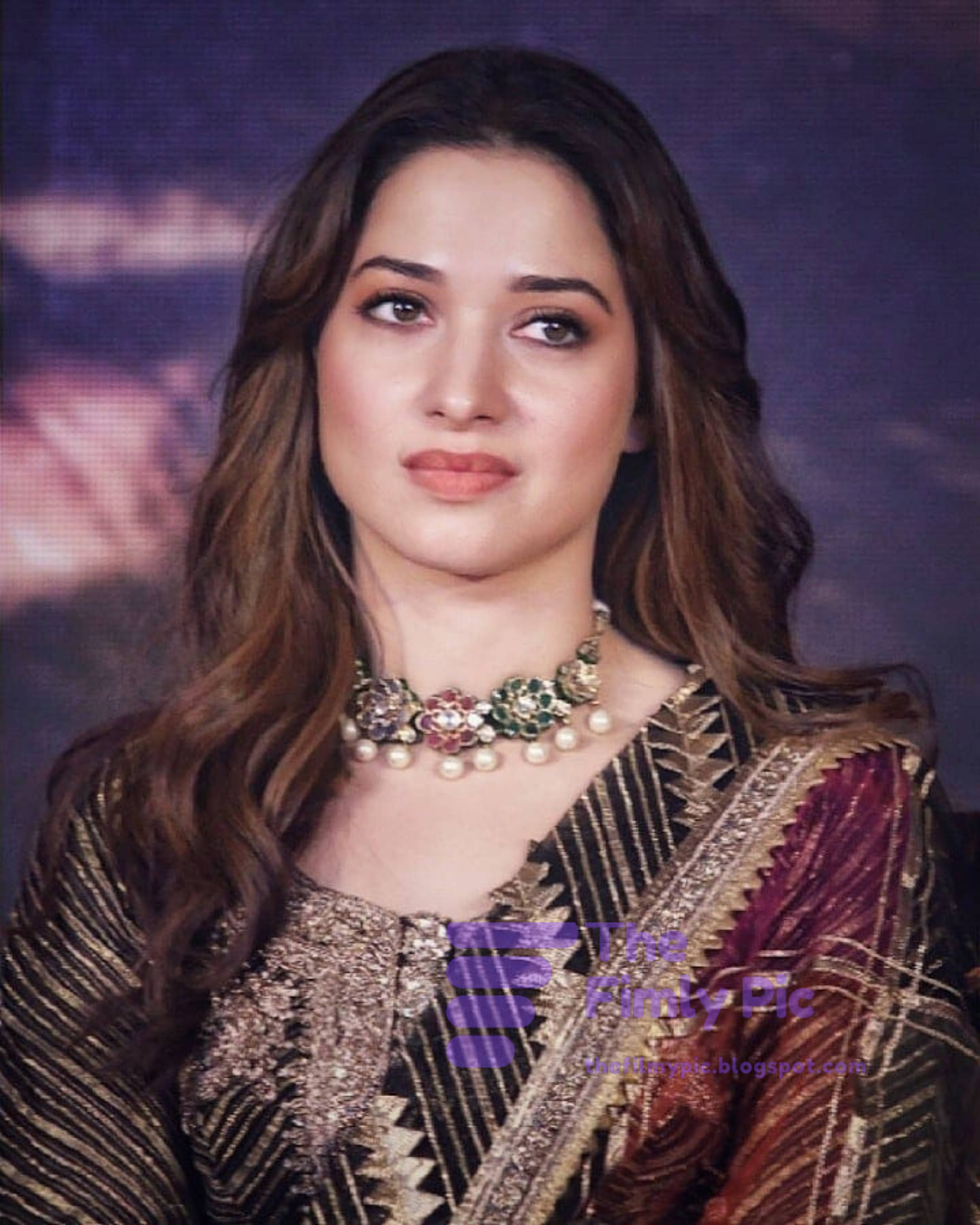 Tamannaah Bhatia, gold and maroon embroidered outfit, floral pearl necklace, 2K Phone Wallpaper